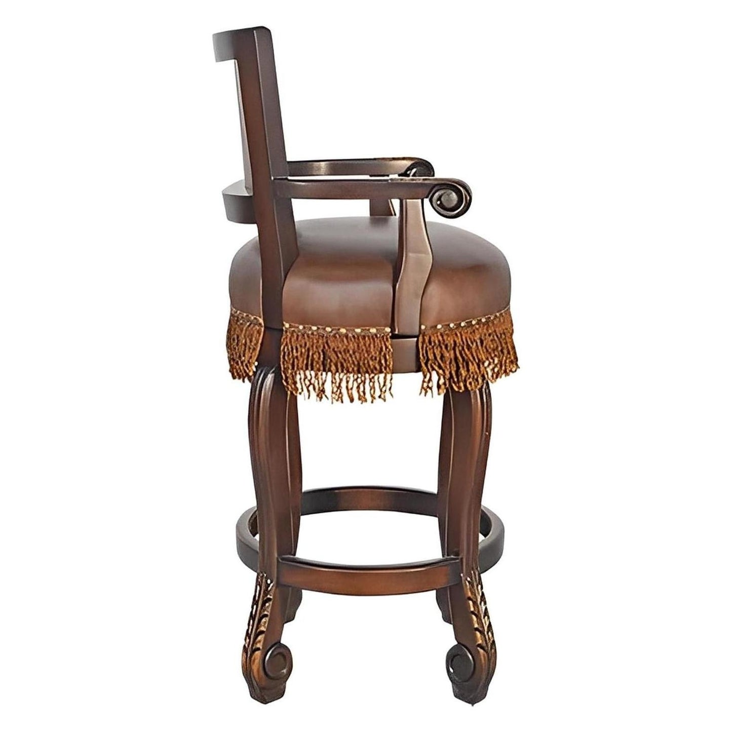 Genuine Leather Western Barstool with Caramel Fringe (2 or 3 Pack) 30"