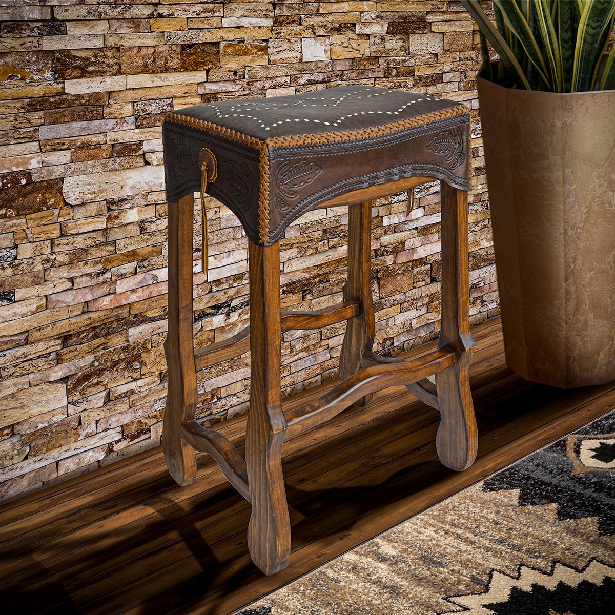 Hand Stitched Leather Saddle Barstool (2 or 3 Pack) 30" Tall