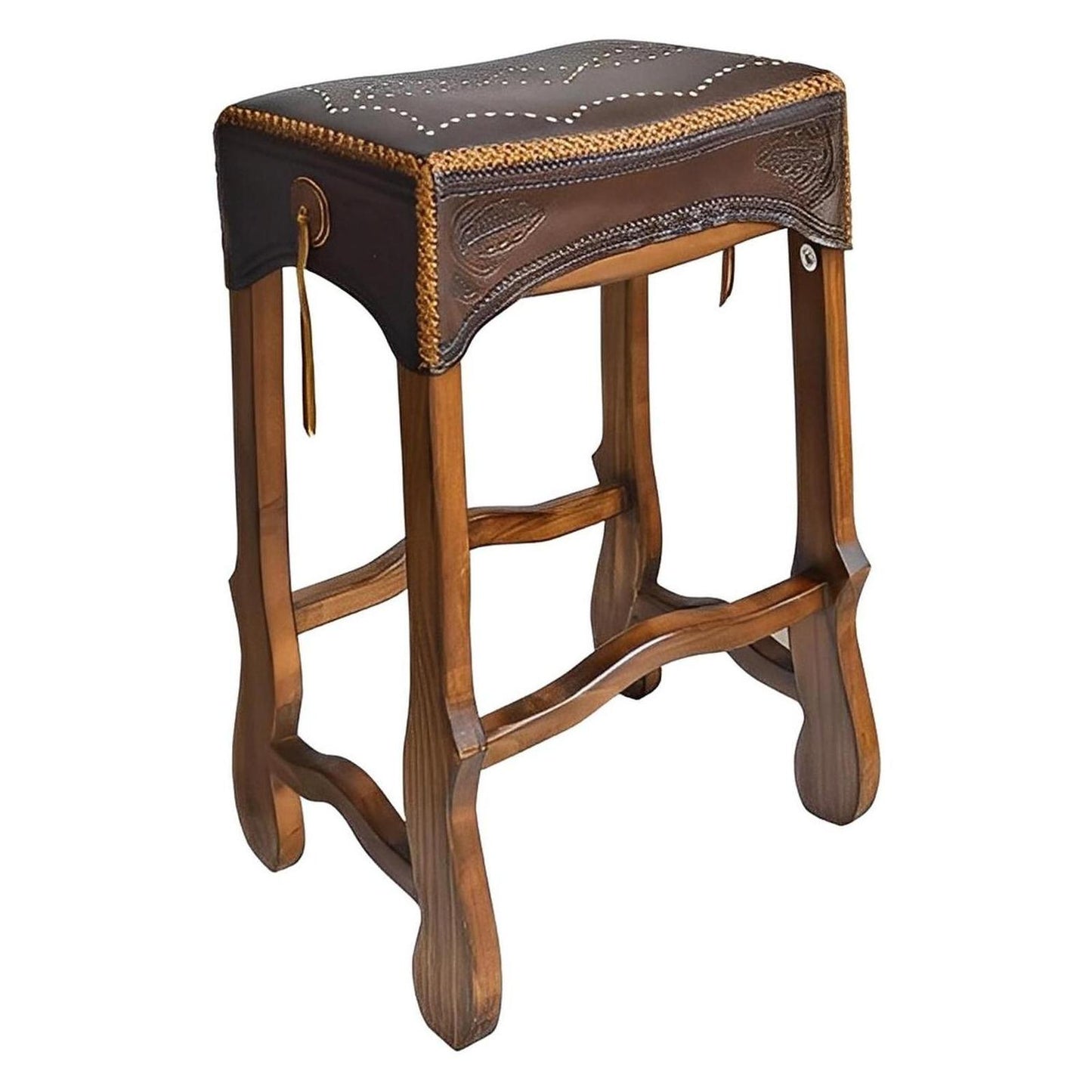Hand Stitched Leather Saddle Barstool (2 or 3 Pack) 26" Tall