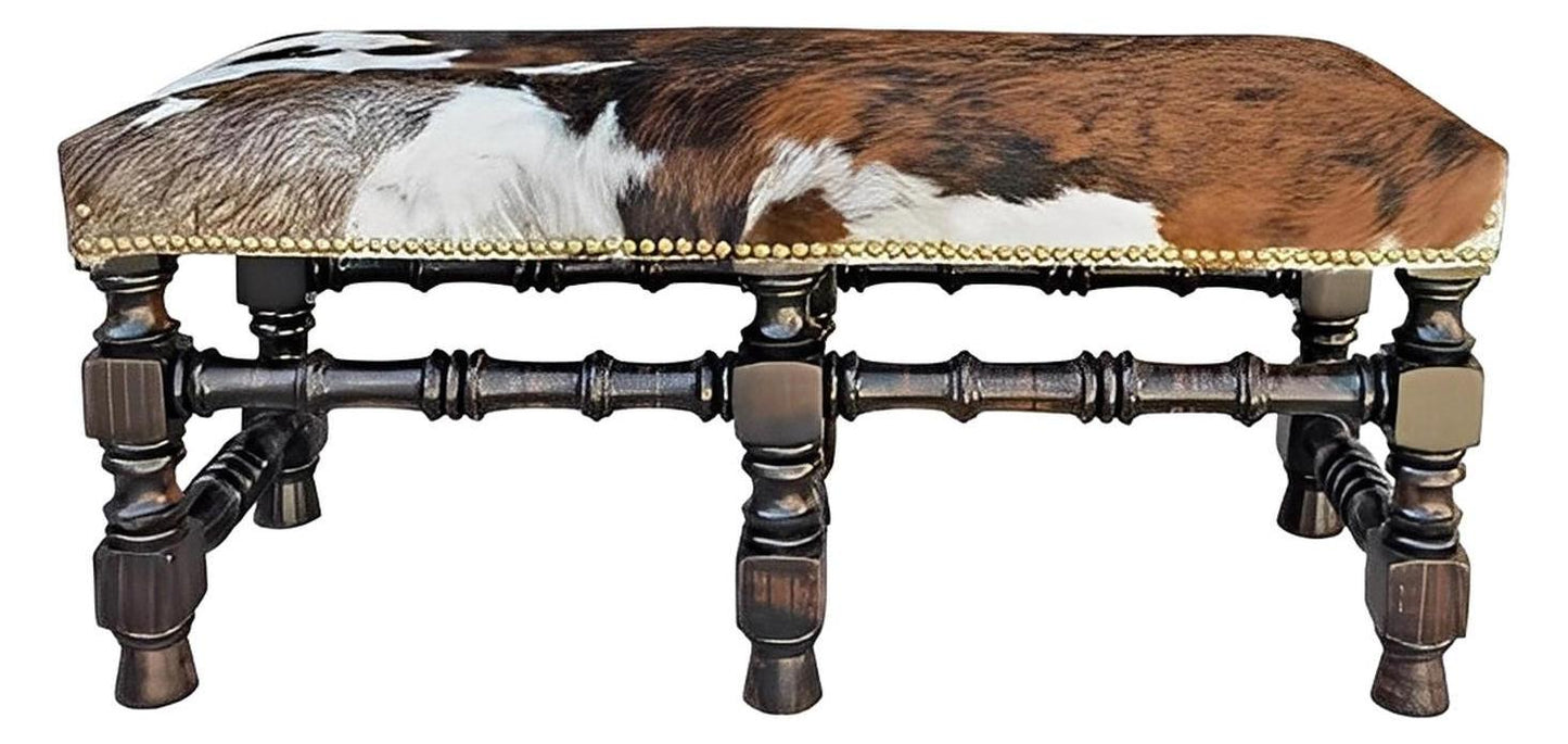 Two Rivers Canyon Bench, Hand Turned Base, Cowhide Top
