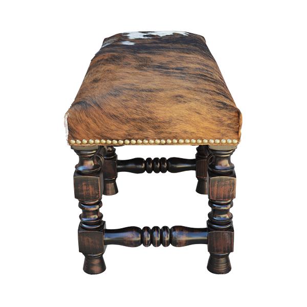 Two Rivers Canyon Hand Turned Base, Cowhide Top Footstool