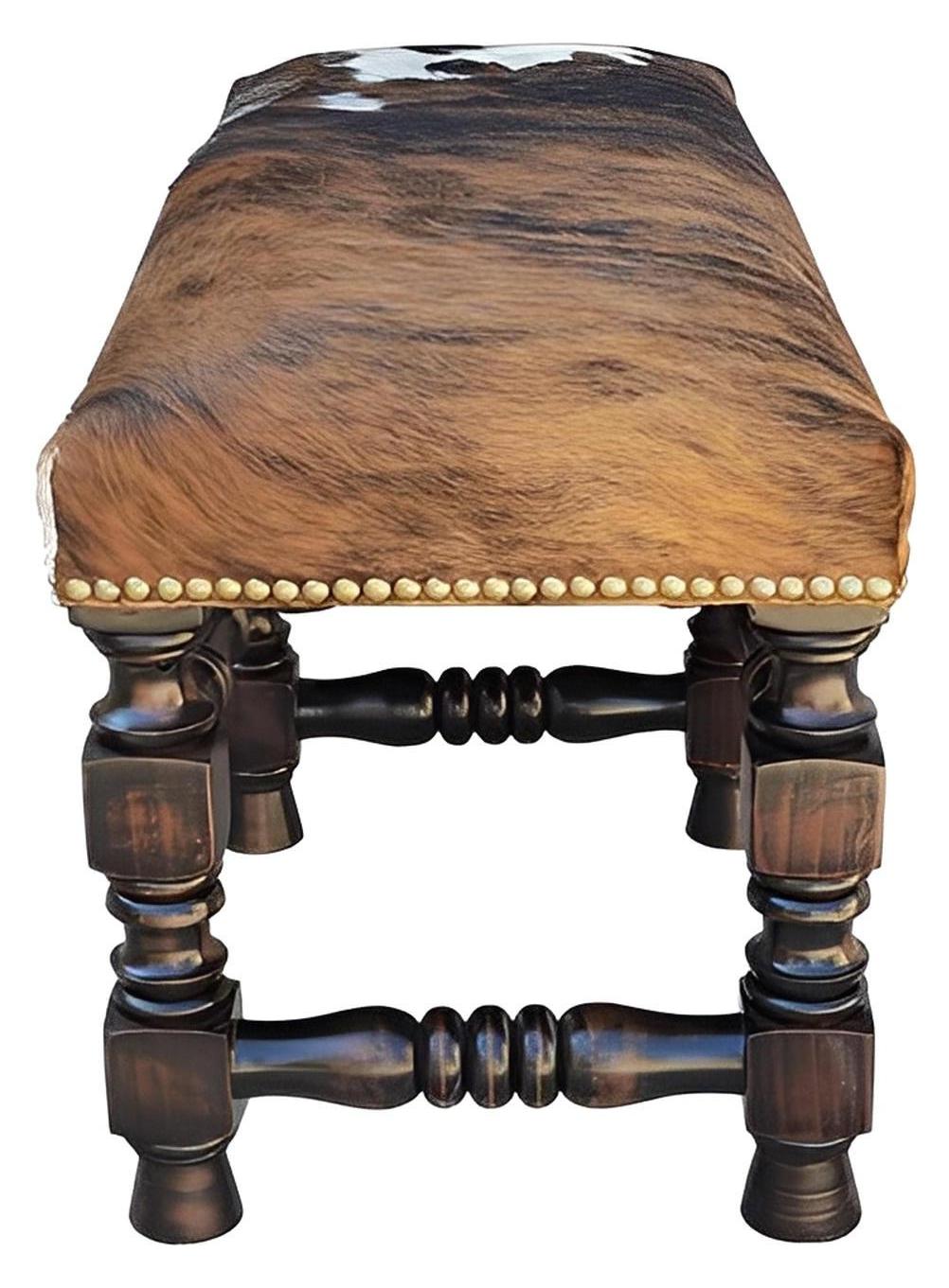 Two Rivers Canyon Bench, Hand Turned Base, Cowhide Top