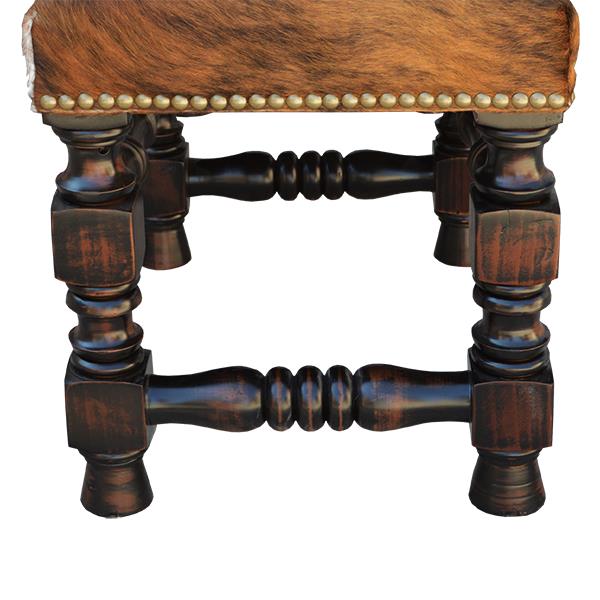 Two Rivers Canyon Hand Turned Base, Cowhide Top Footstool