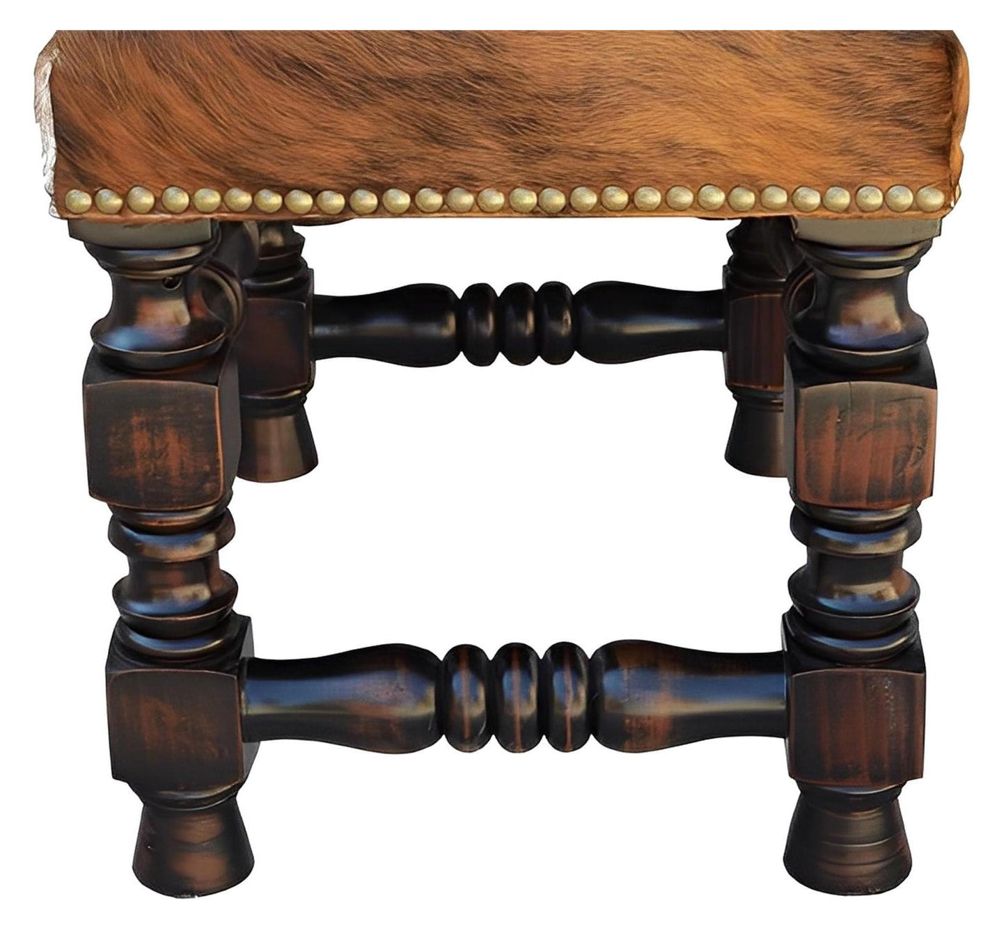 Two Rivers Canyon Bench, Hand Turned Base, Cowhide Top