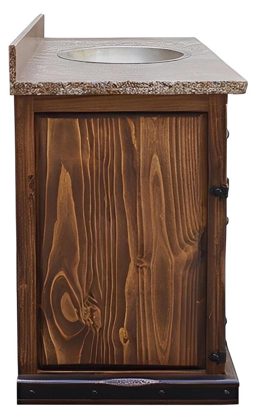 Red Bluff Stone Top Hand-Carved Vanity With Sink, Leather Panels