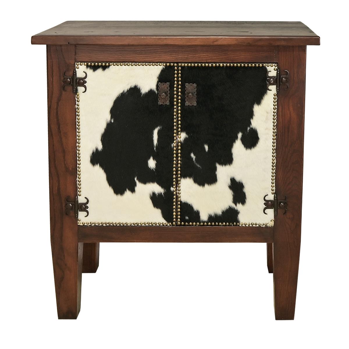 Mesquite Console Cabinet With Cowhide Doors