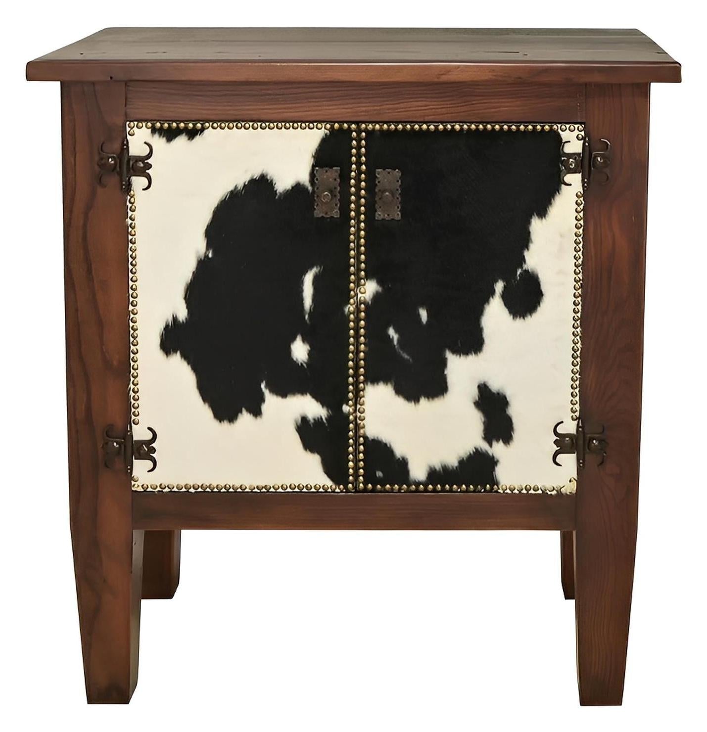Mesquite Console Cabinet With Cowhide Doors