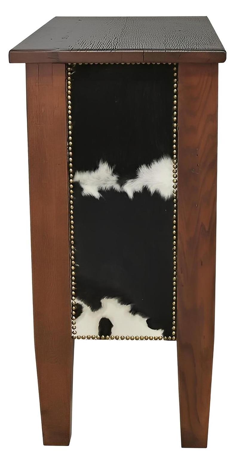 Mesquite Console Cabinet With Cowhide Doors