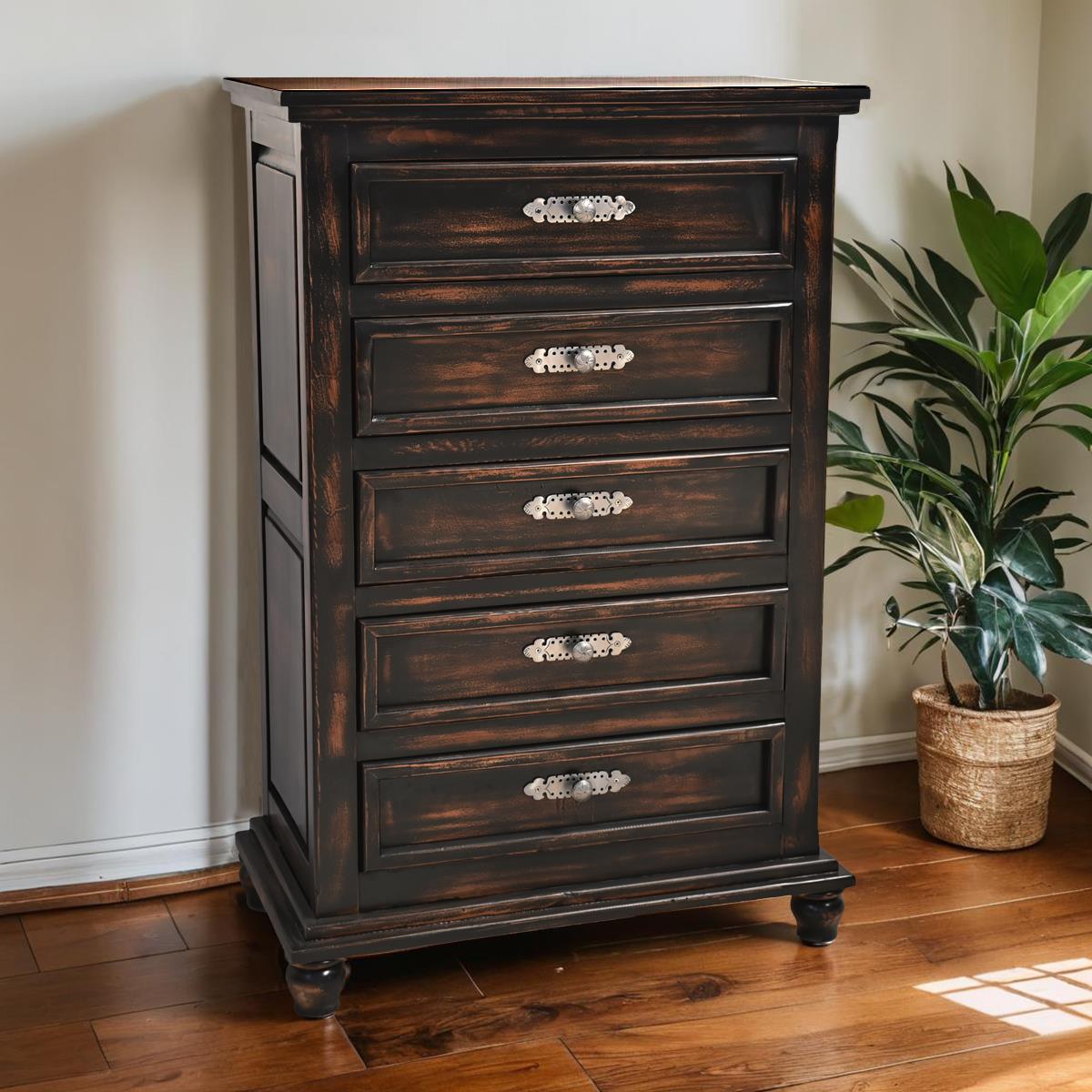 Night Moon Distressed Black Handcrafted Wood Bedroom Set - Includes Full Service Delivery