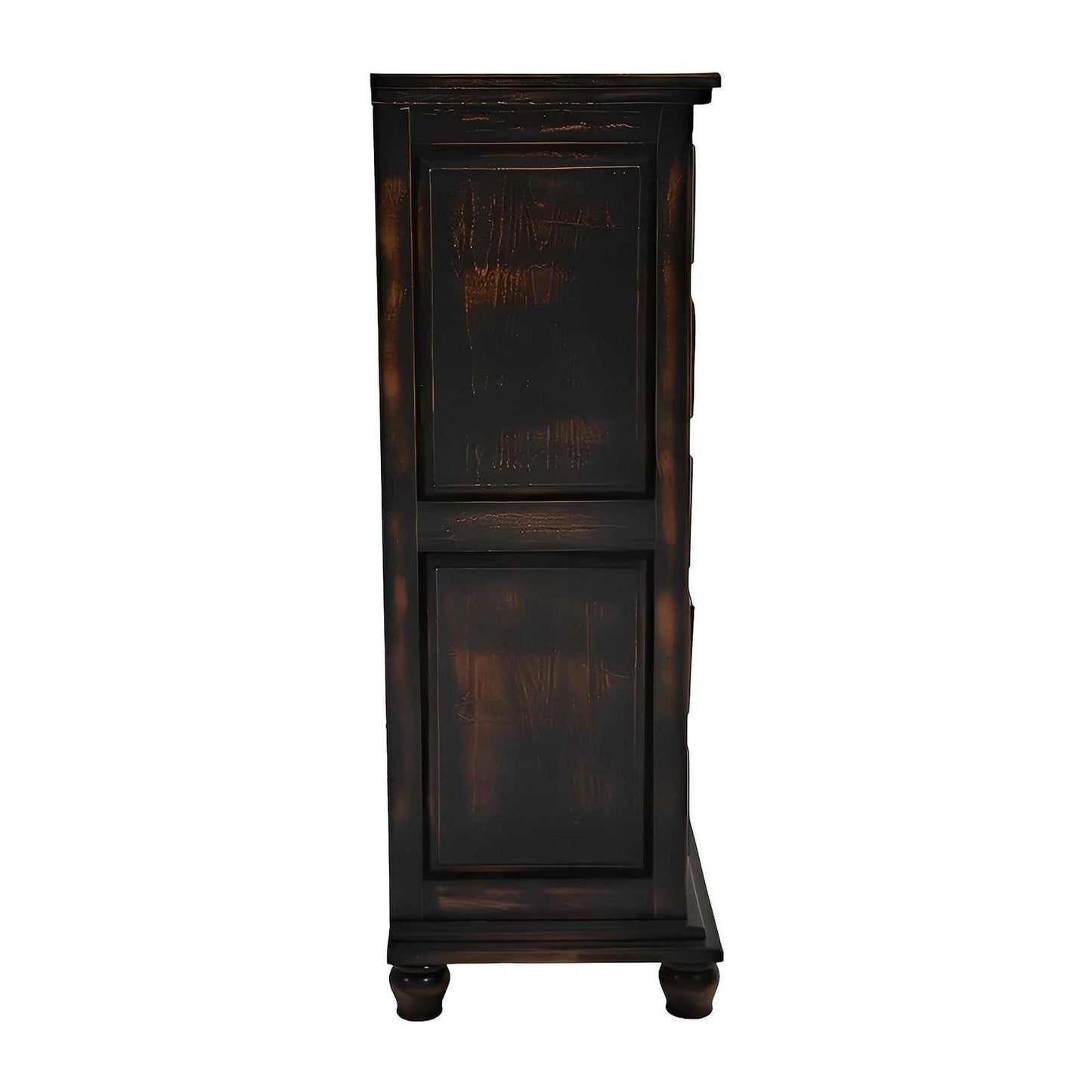 Night Moon Distressed Black Hand-Carved Wood Bedroom Set - 4-Piece - Includes Full Service Delivery