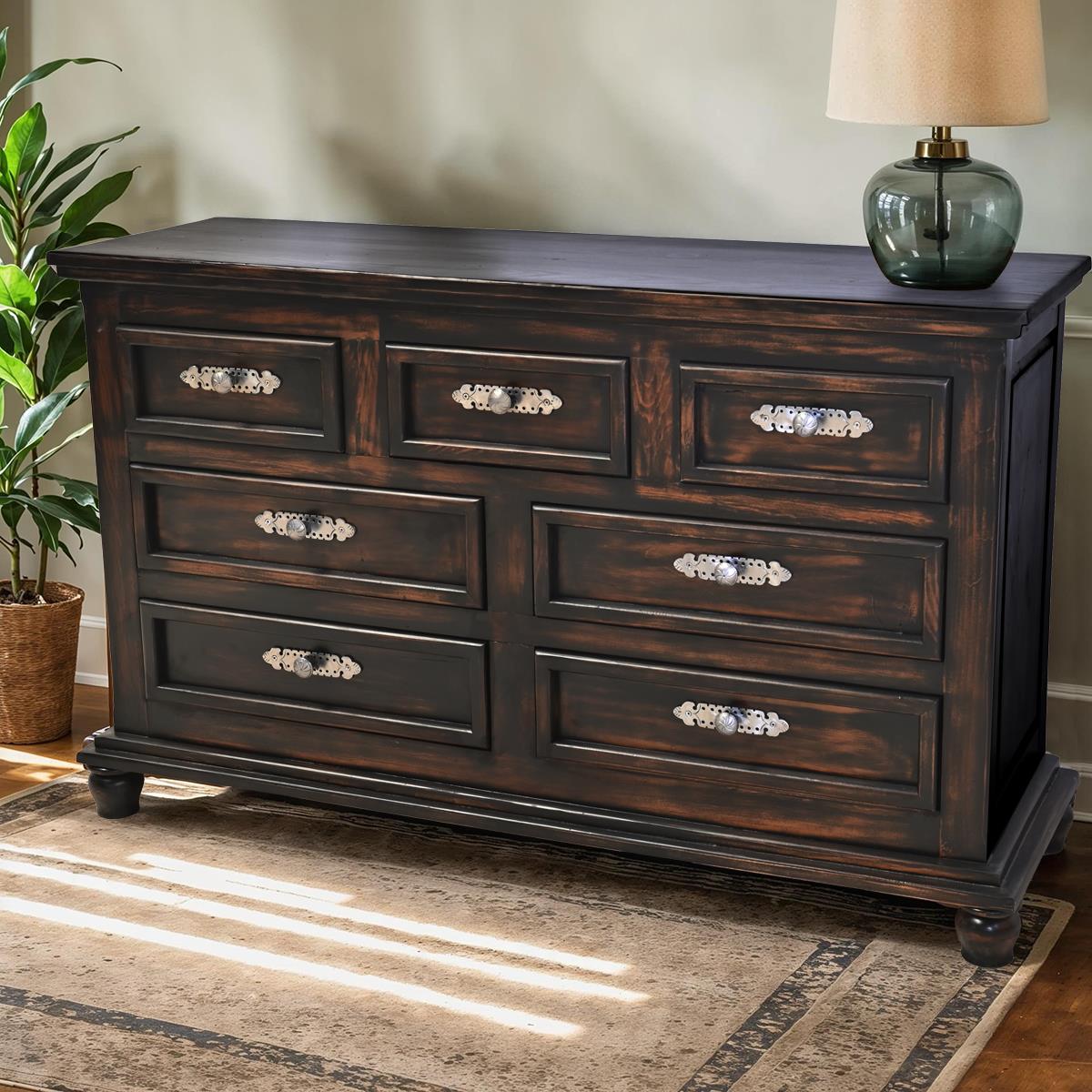 Night Moon Distressed Black Handcrafted Wood Bedroom Set - Includes Full Service Delivery