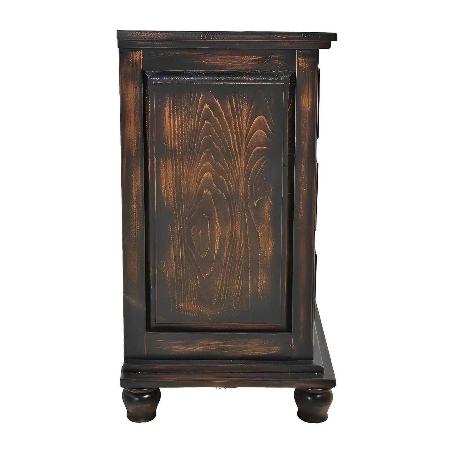 Night Moon Distressed Black Hand-Carved Wood Bedroom Set - 4-Piece - Includes Full Service Delivery