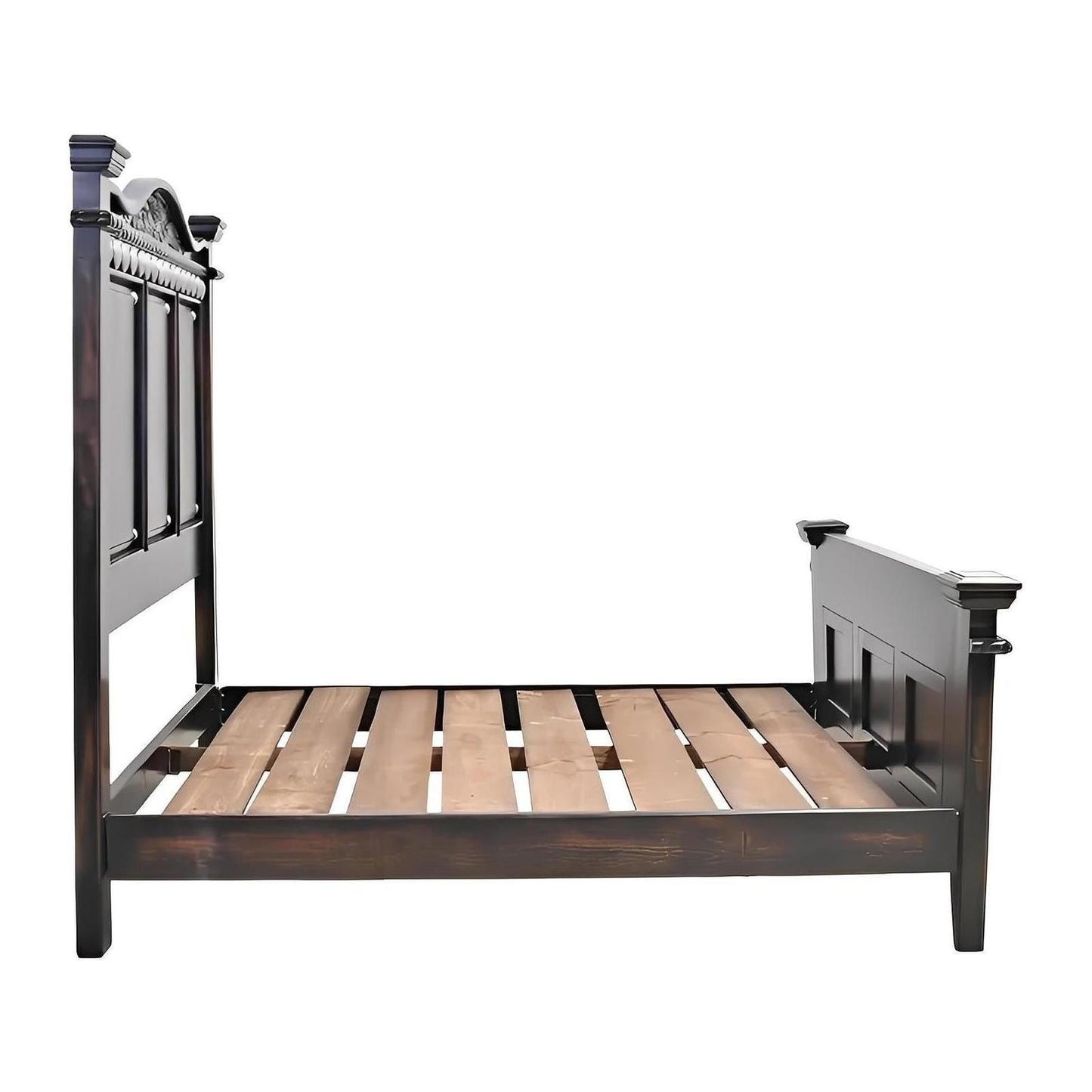 Night Moon Distressed Black Hand-Carved Wood Bedroom Set - 4-Piece - Includes Full Service Delivery