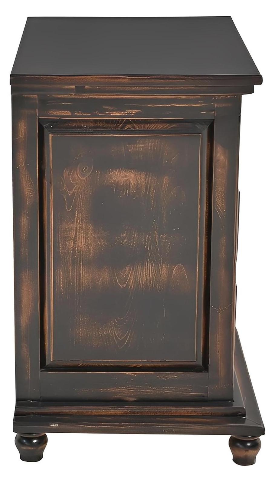 Night Moon Distressed Black Hand-Carved Wood Nightstands (2-Pack)