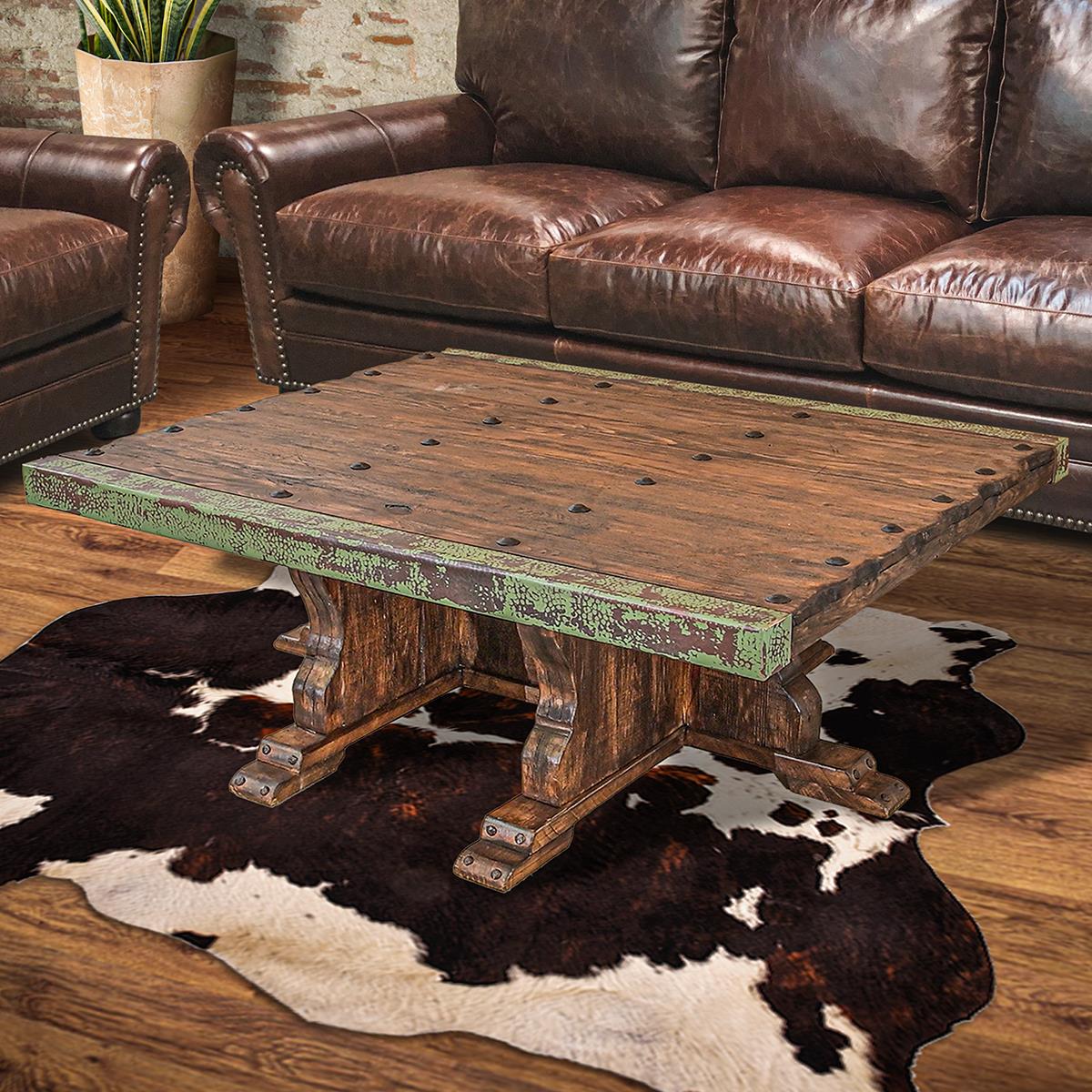 Luna Verde Distressed Coffee Table | 21 x 44 x 55