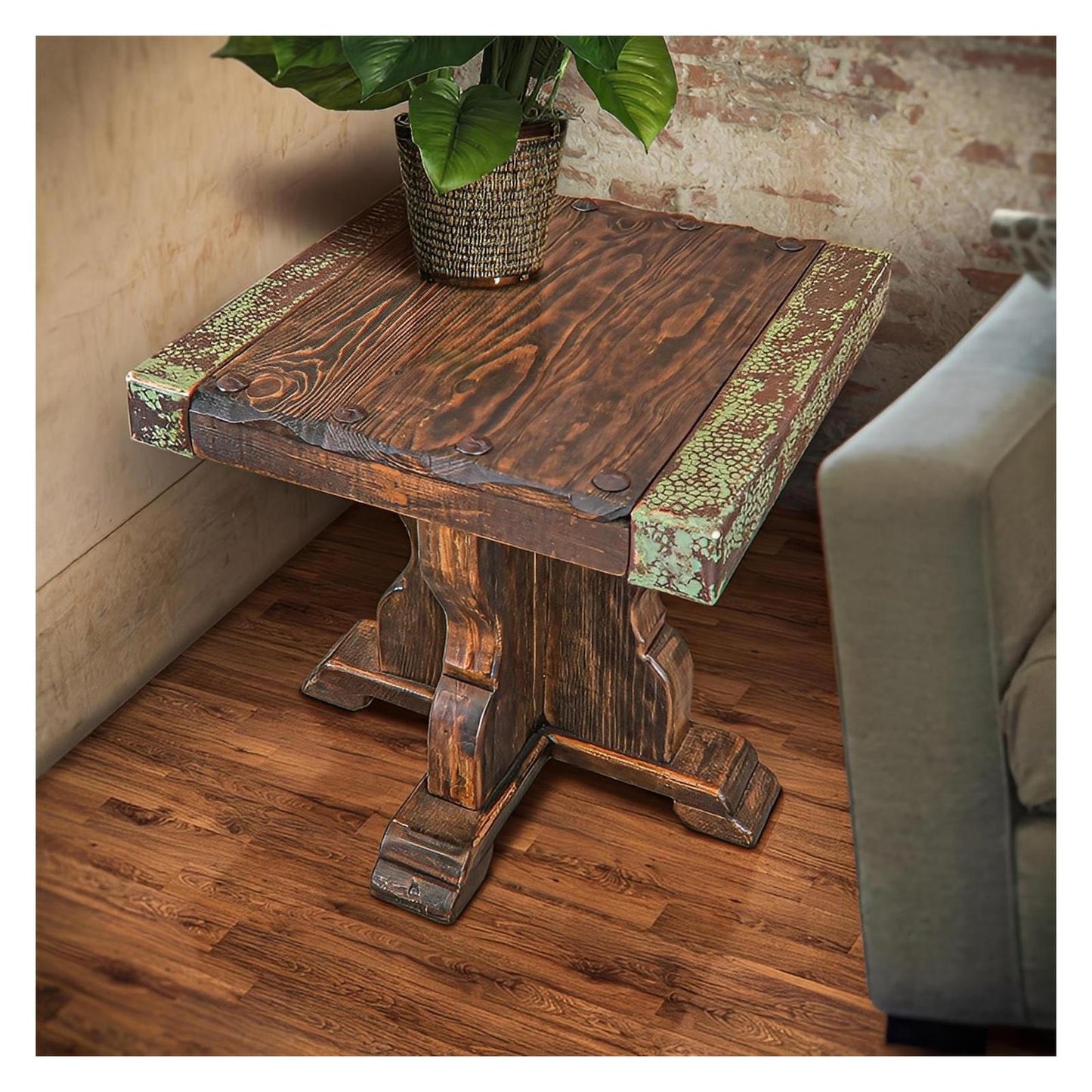 Luna Verde Distressed Rustic End Tables (2-Pack)
