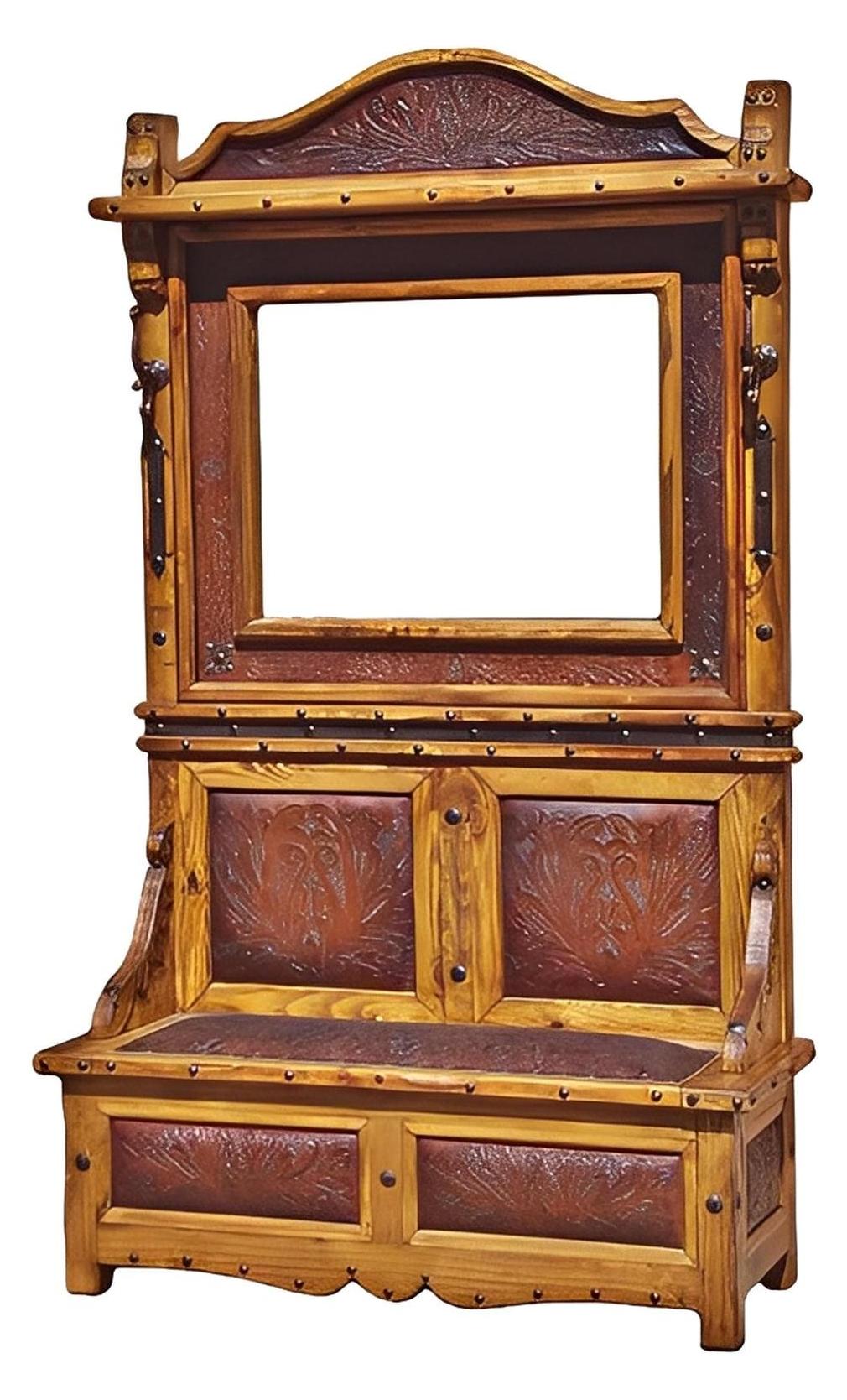 Sotol Canyon Hall Tree With Tooled Leather