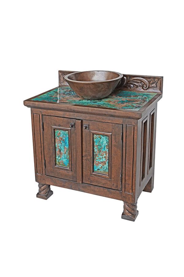 Horseshoe Canyon Copper Top Vanity Featuring Vessel Sink