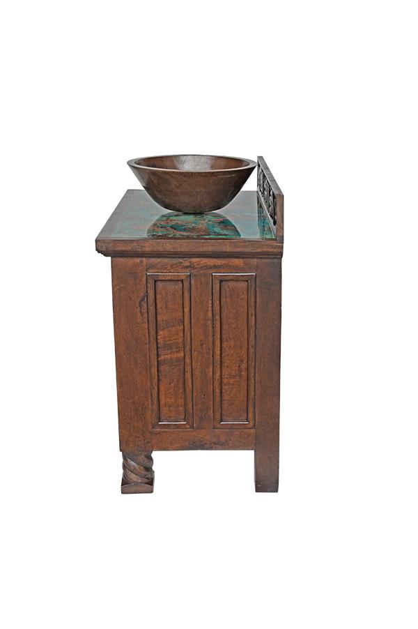 Horseshoe Canyon Copper Top Vanity Featuring Vessel Sink