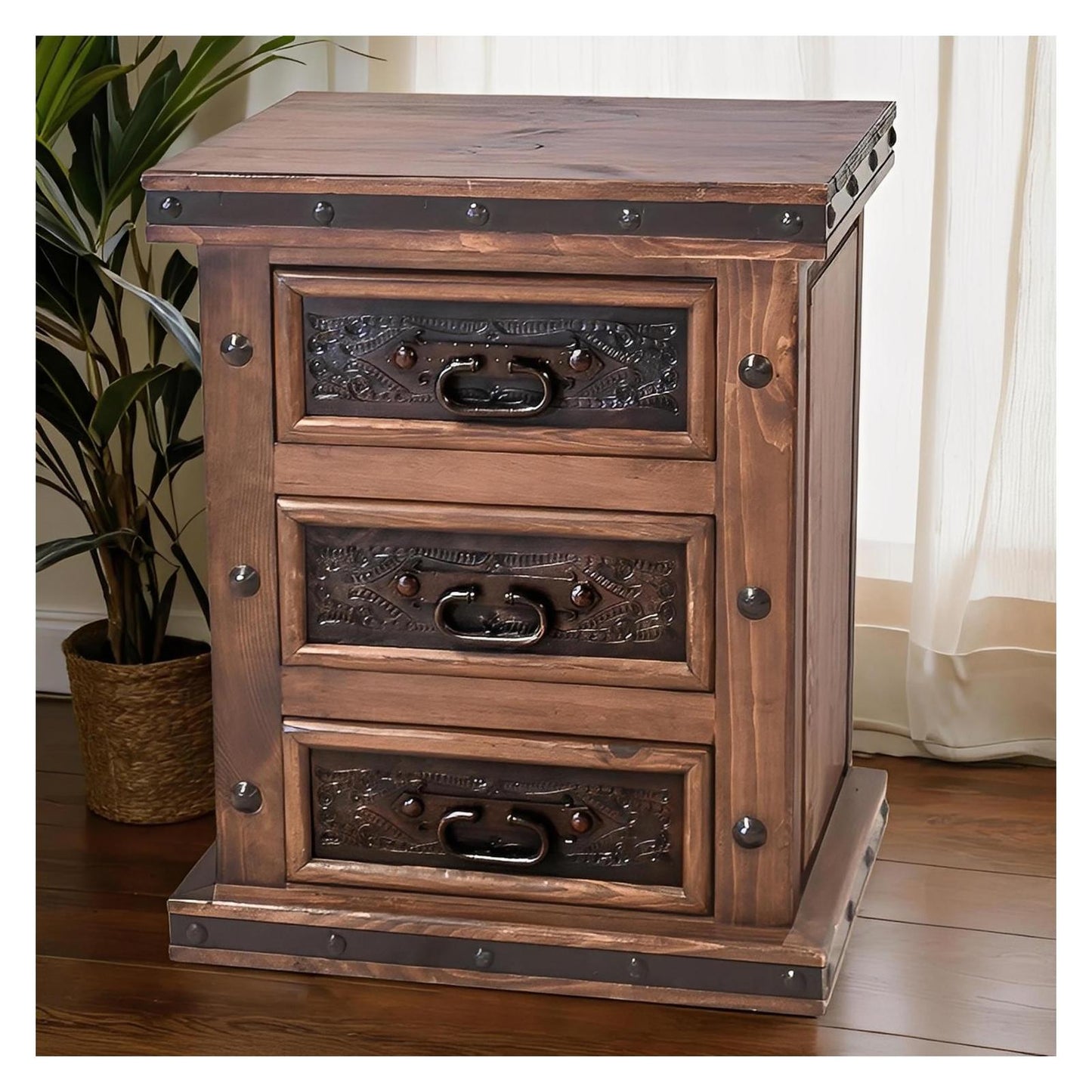 Canyon Charm II Western Bedroom Set with Hand-Tooled Leather - Includes Full Service Delivery