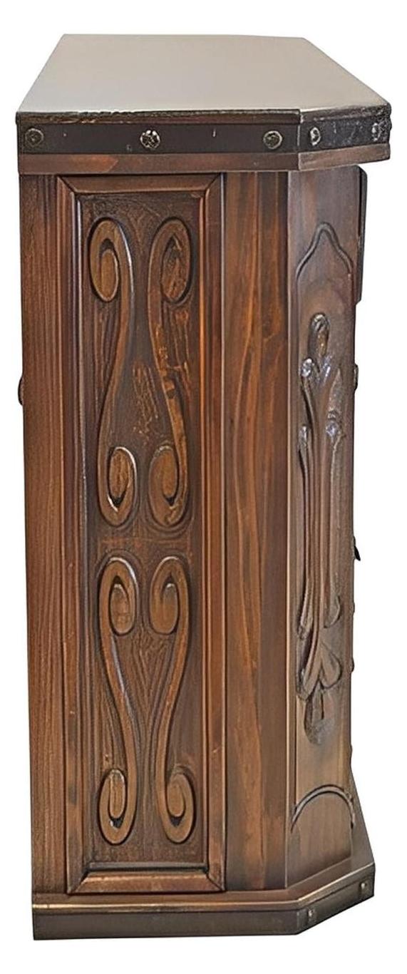 Thunder Ridge Wine Cabinet & Rack With Embossed Copper Drawers