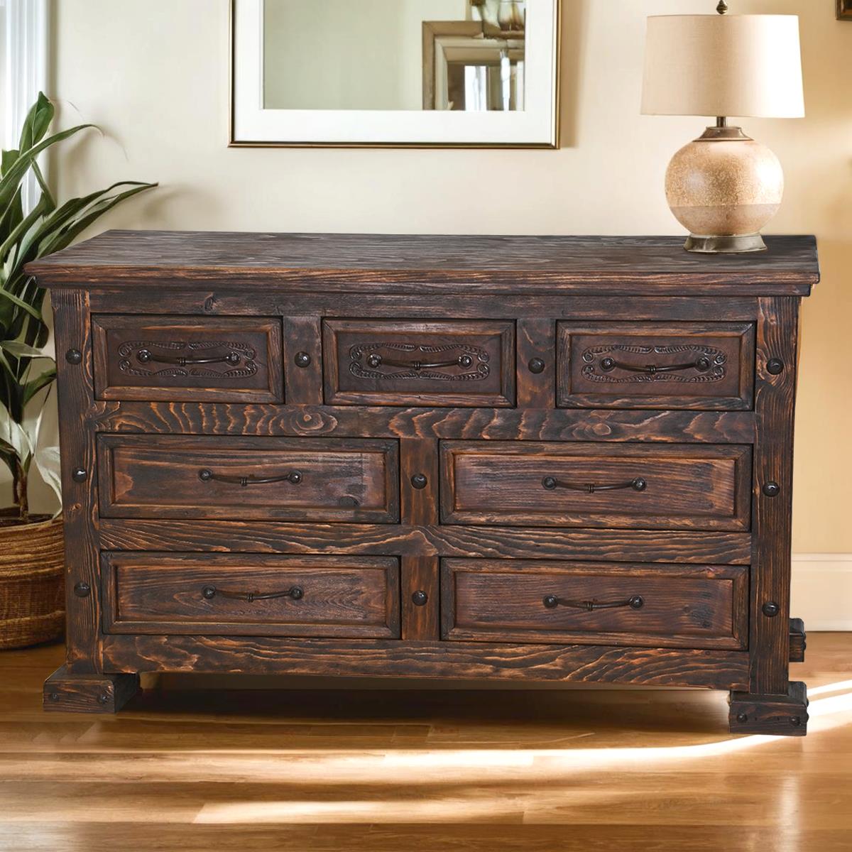 Prairie Canyon Rustic Carved Bedroom Set - Includes Full Service Delivery