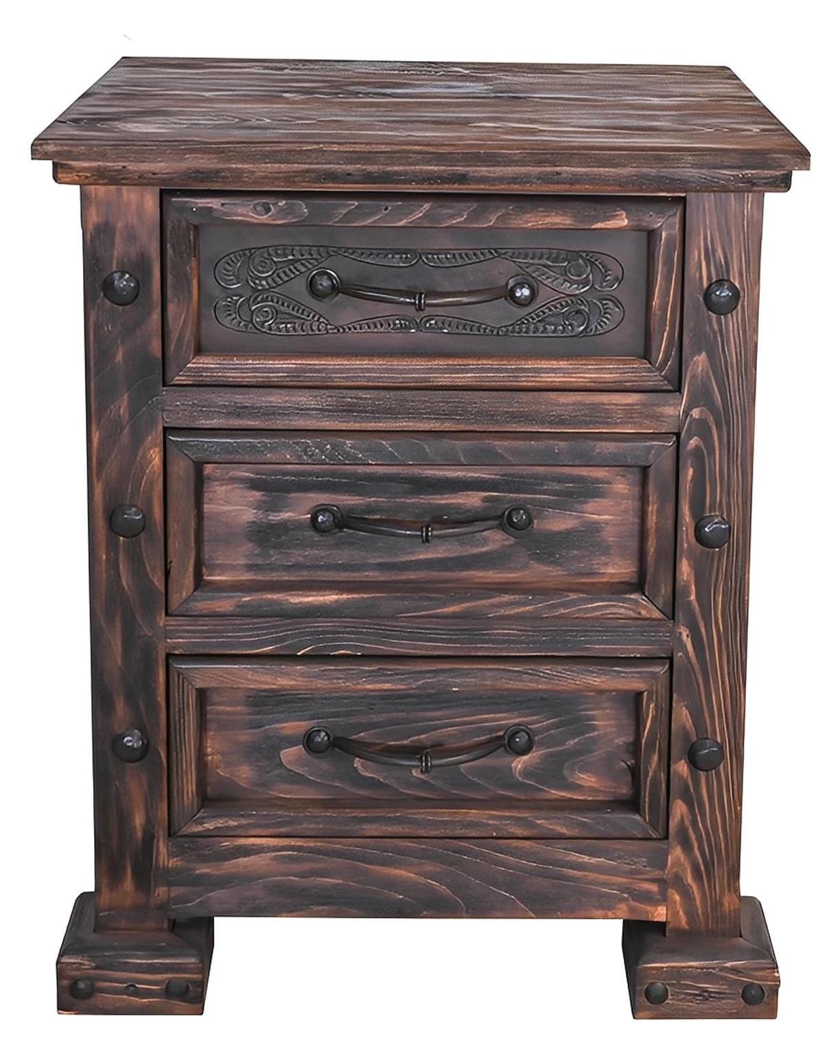 Prairie Canyon Nightstand, Hand-Carved