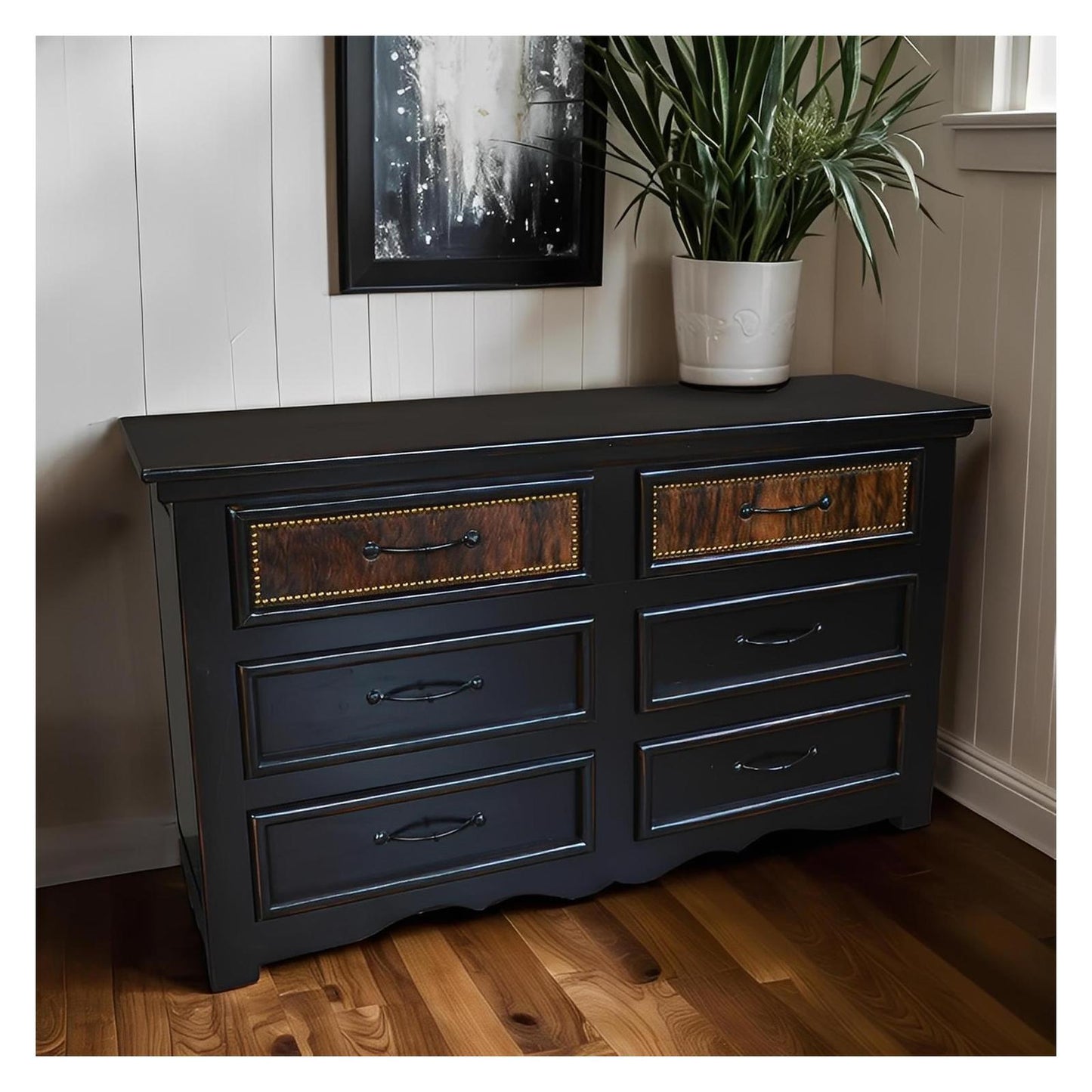 Ridge Creek Western Bedroom Set with Brown Brindle Cowhide - 4-Piece - Includes Full Service Delivery