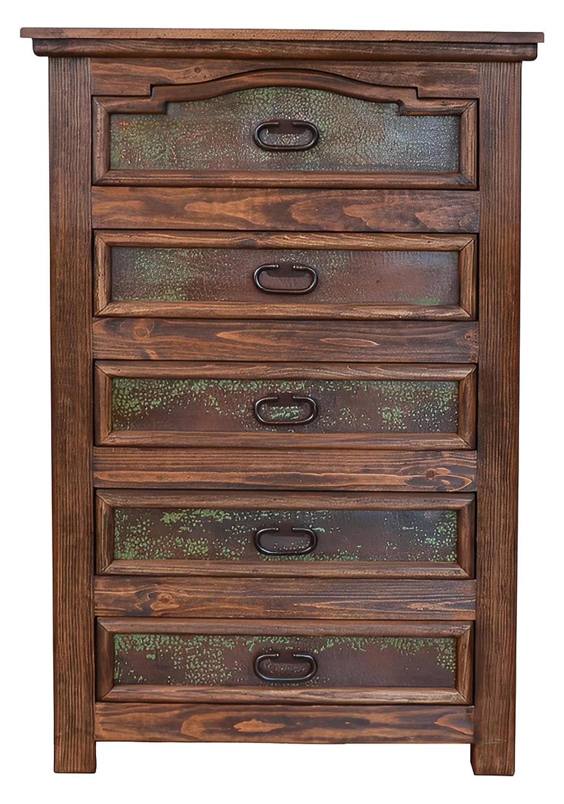 Durango Southwest Rustic Copper Chest, Hand-Carved Wood