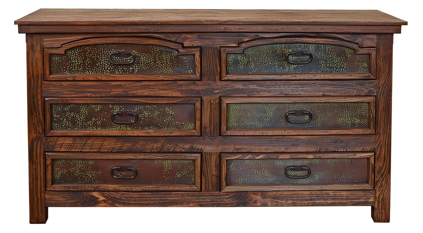 Durango 6-Drawer Dresser - Southwest Rustic Copper, Hand-Carved Wood