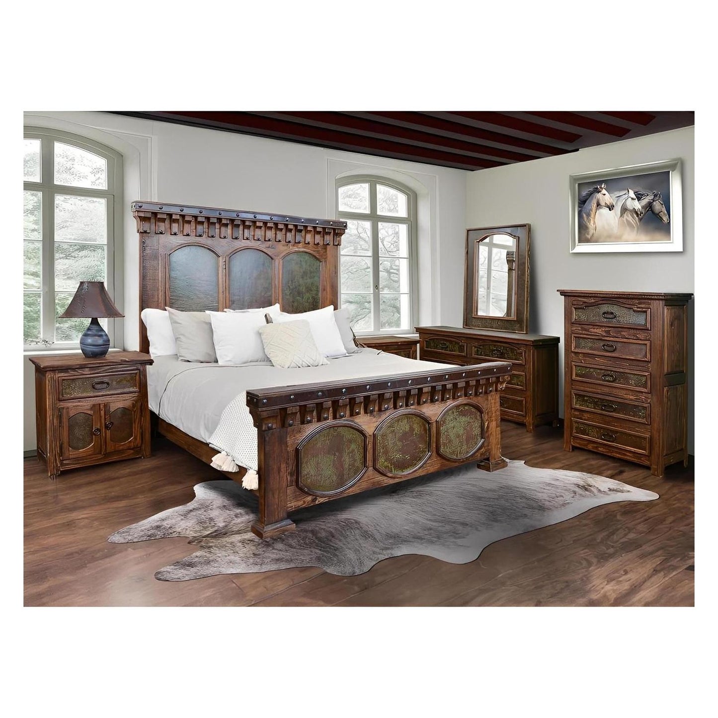 Durango II Western Bedroom Set with Handcrafted Copper Accents – Includes Full Service Delivery