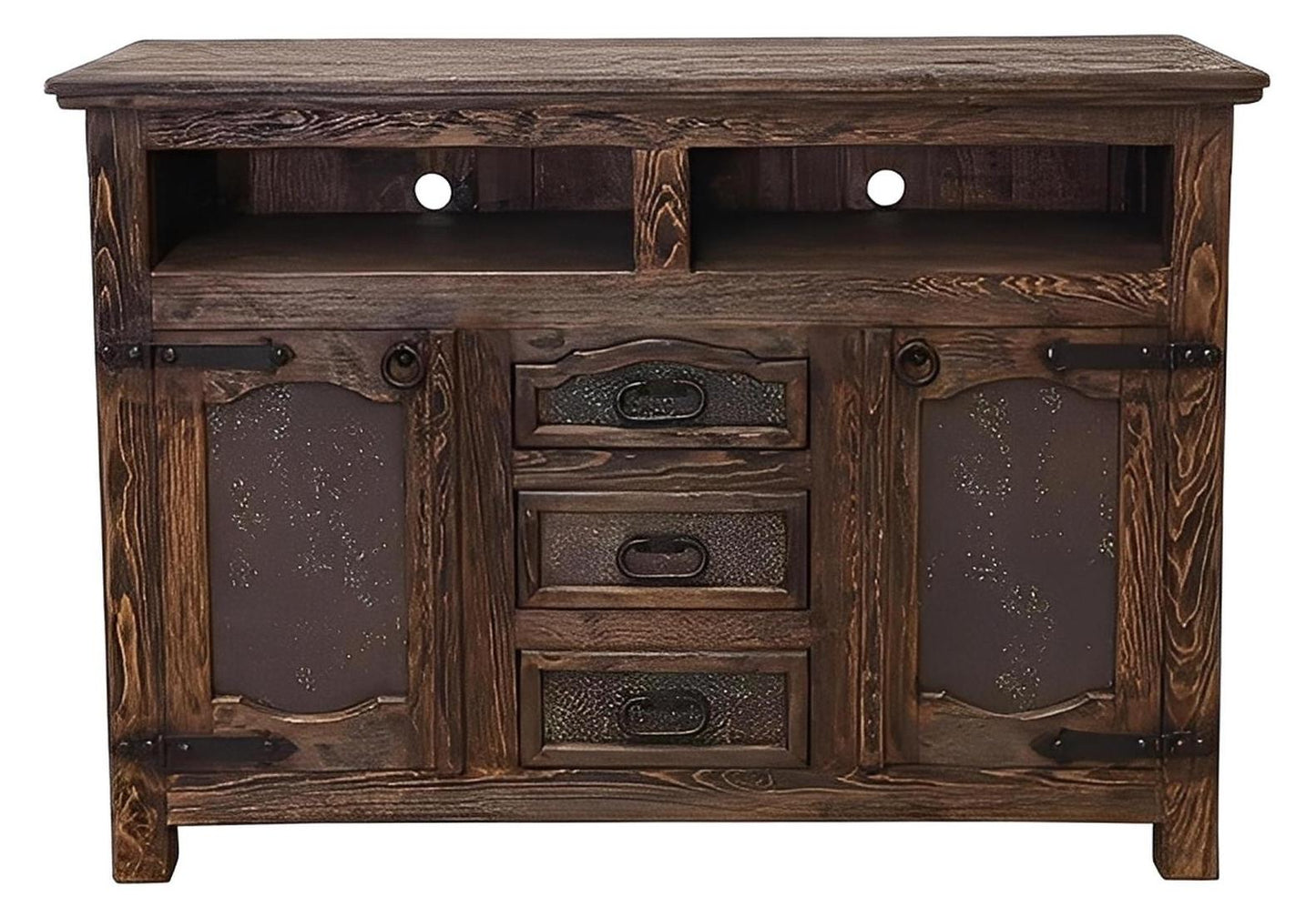 Durango Dresser / TV Media Console - Southwest Rustic Copper, Hand-Carved Wood