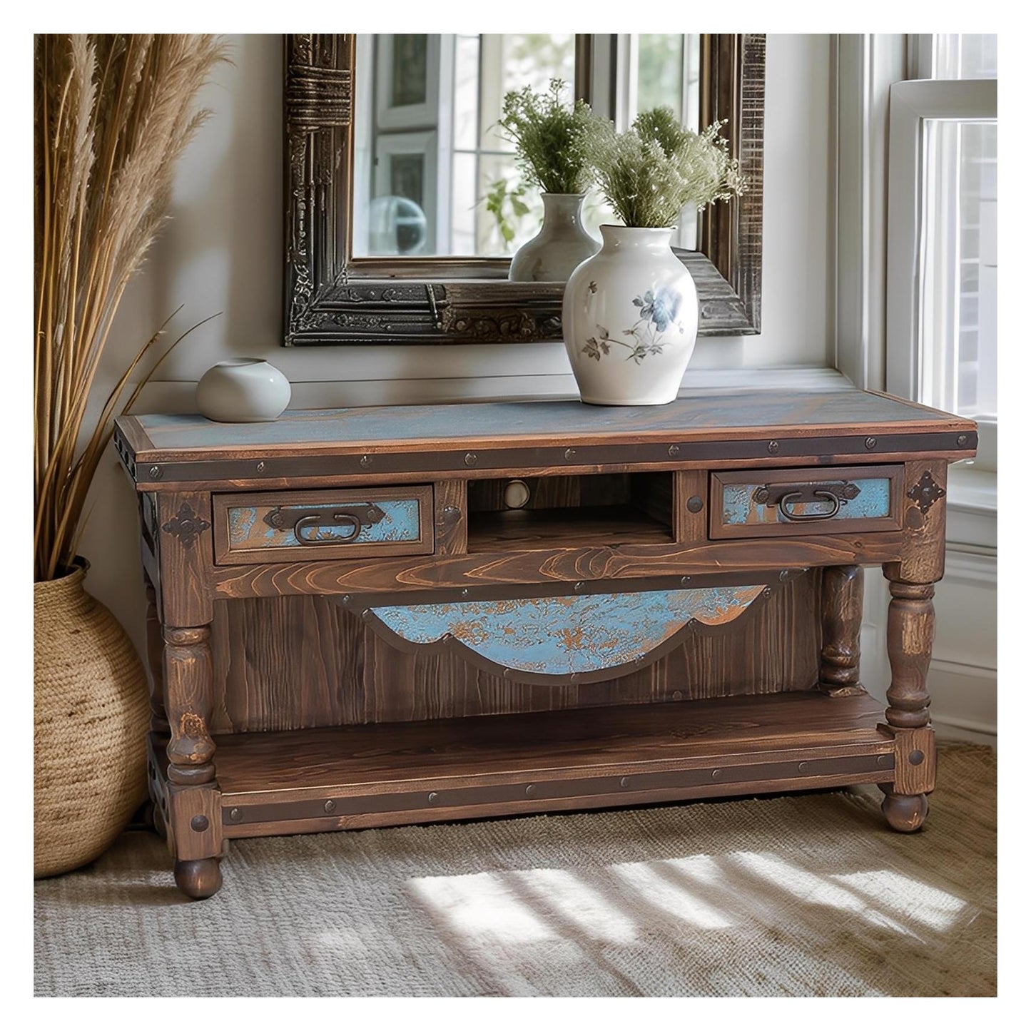 Sunset Hill Turquoise Copper 60" Tv Console