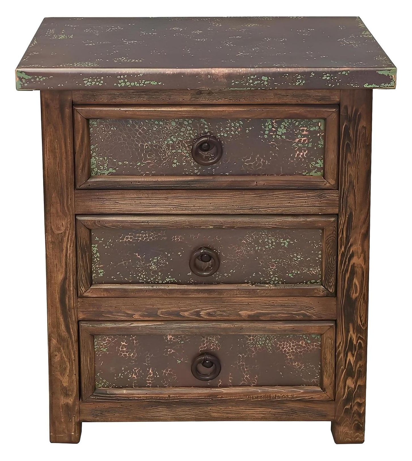 Durango 3-Drawer Copper Nightstand With Copper Top