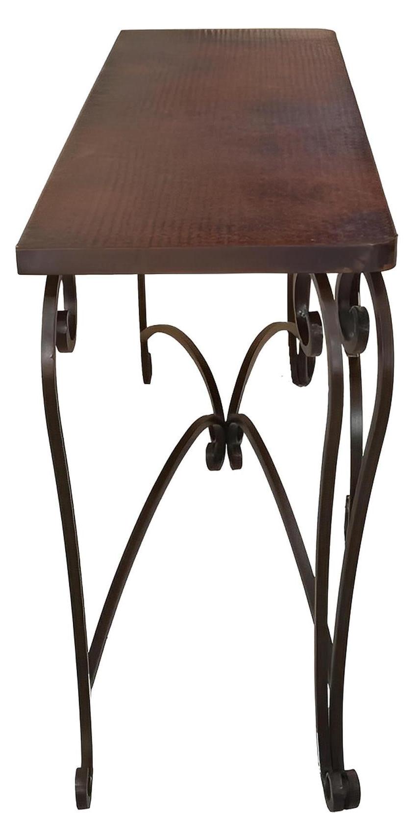 Gold Basin 60" Brown Copper Top Console With Iron Base