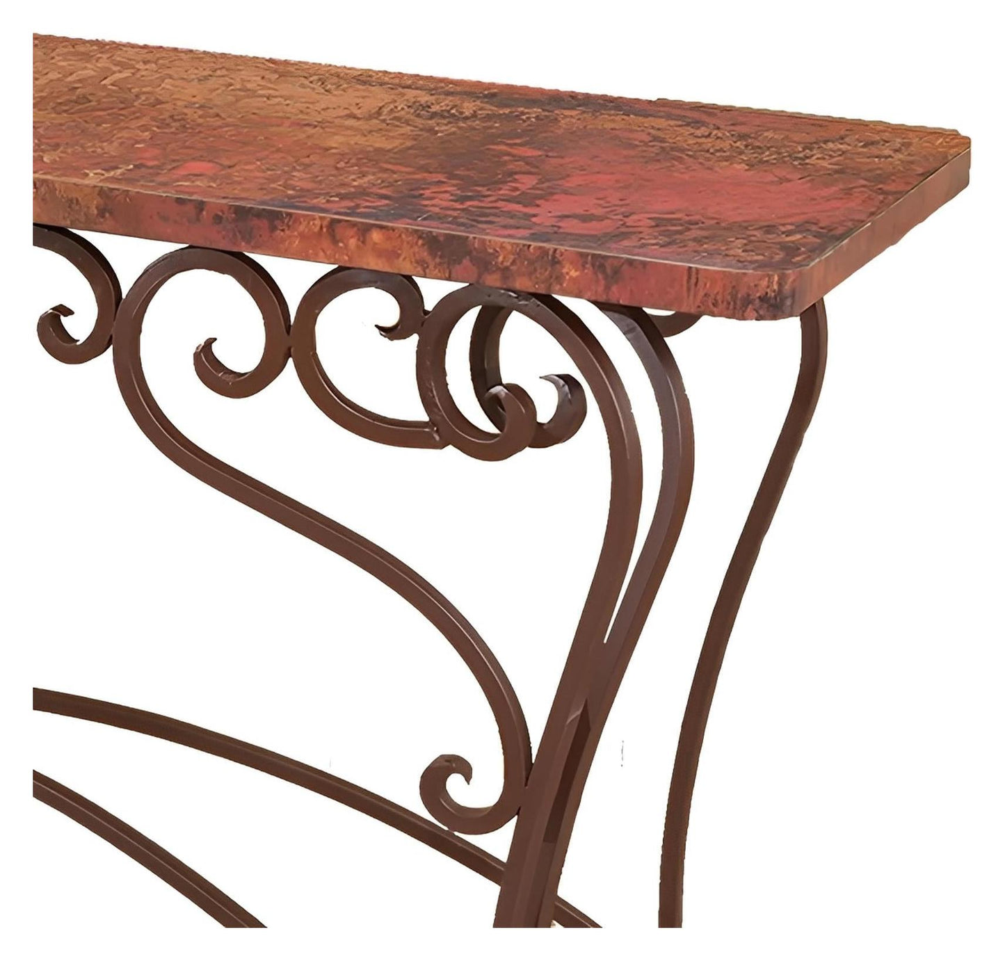 White Basin 60" Natural Copper Top Console With Iron Base