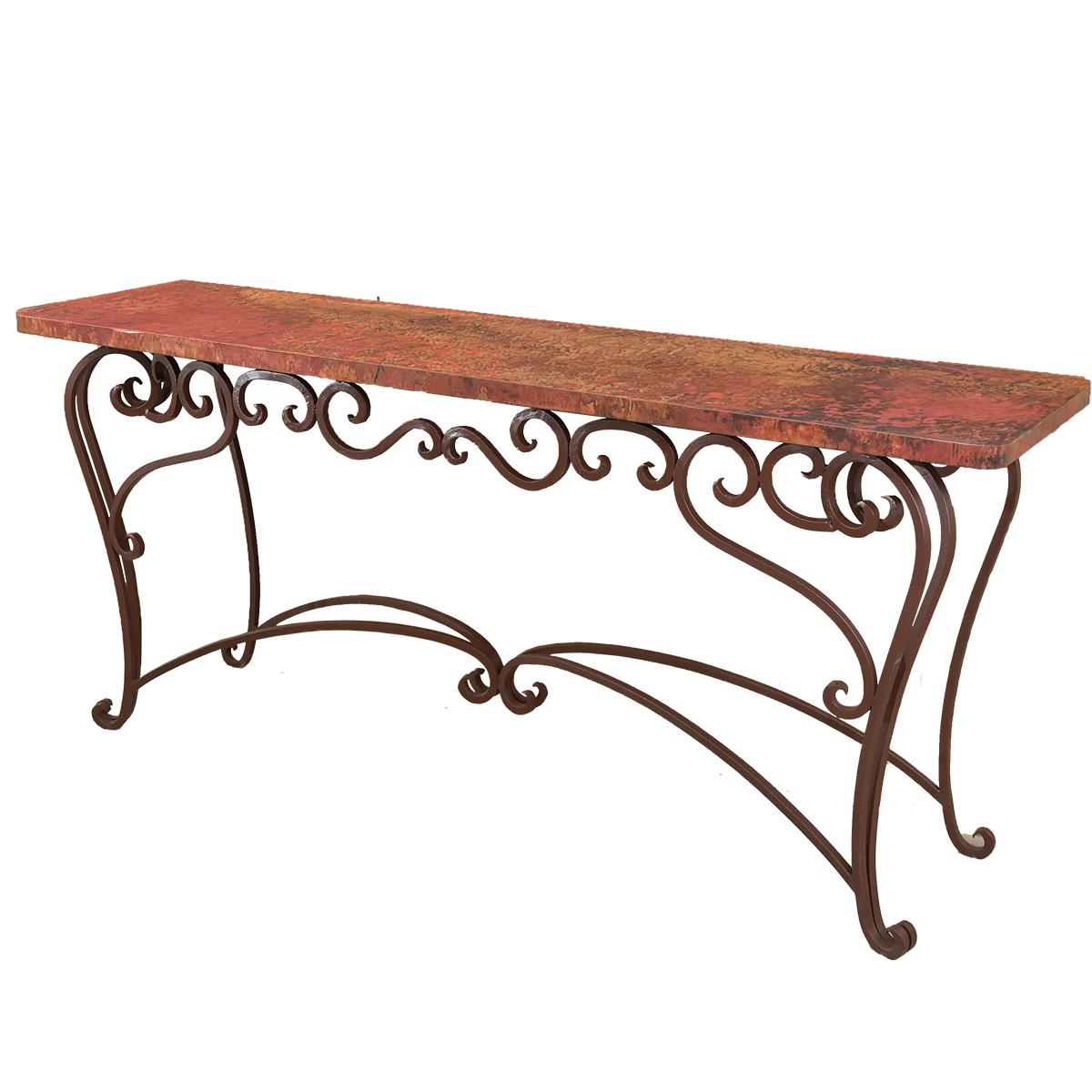 White Basin 60" Natural Copper Top Console With Iron Base