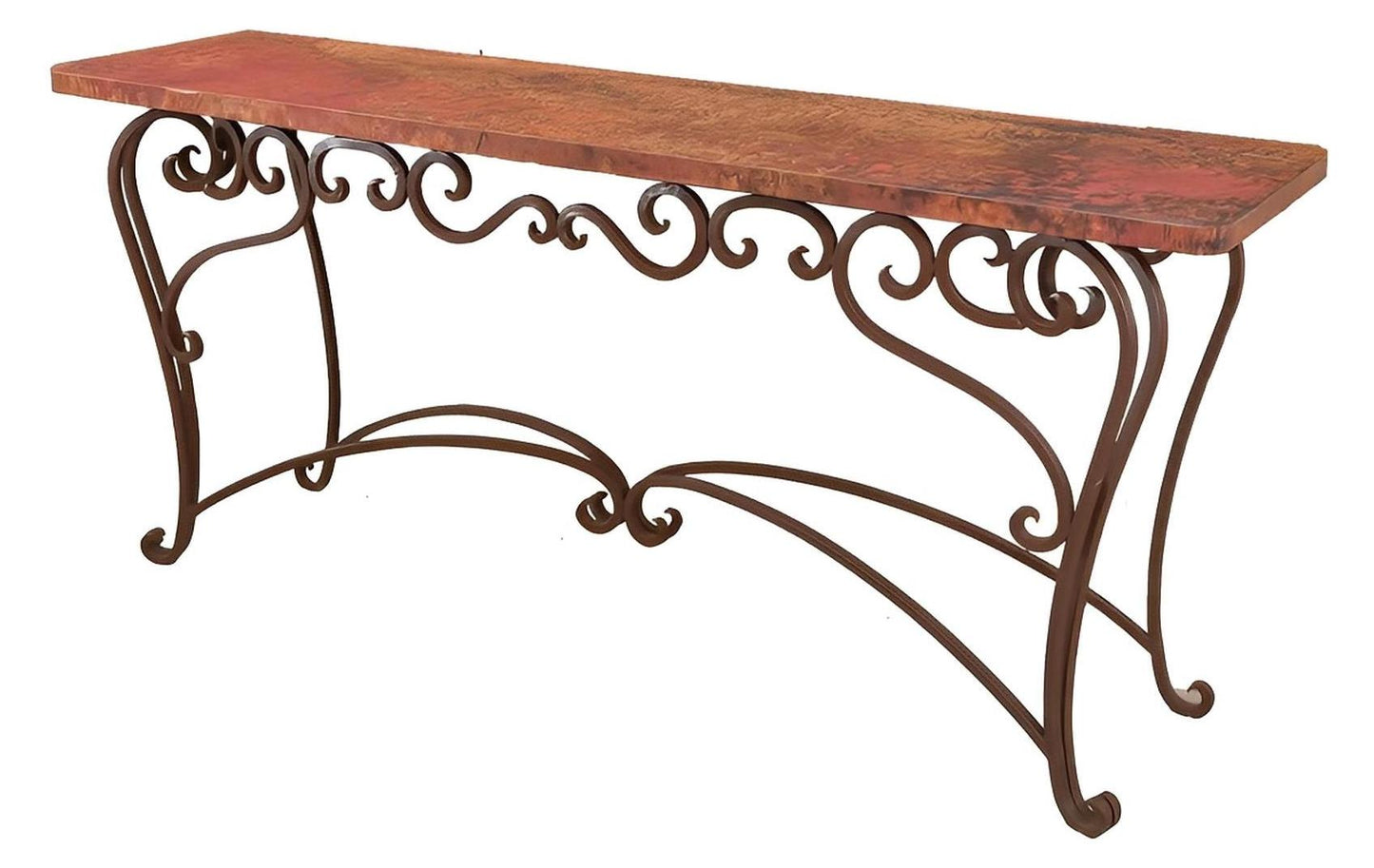 White Basin 60" Natural Copper Top Console With Iron Base