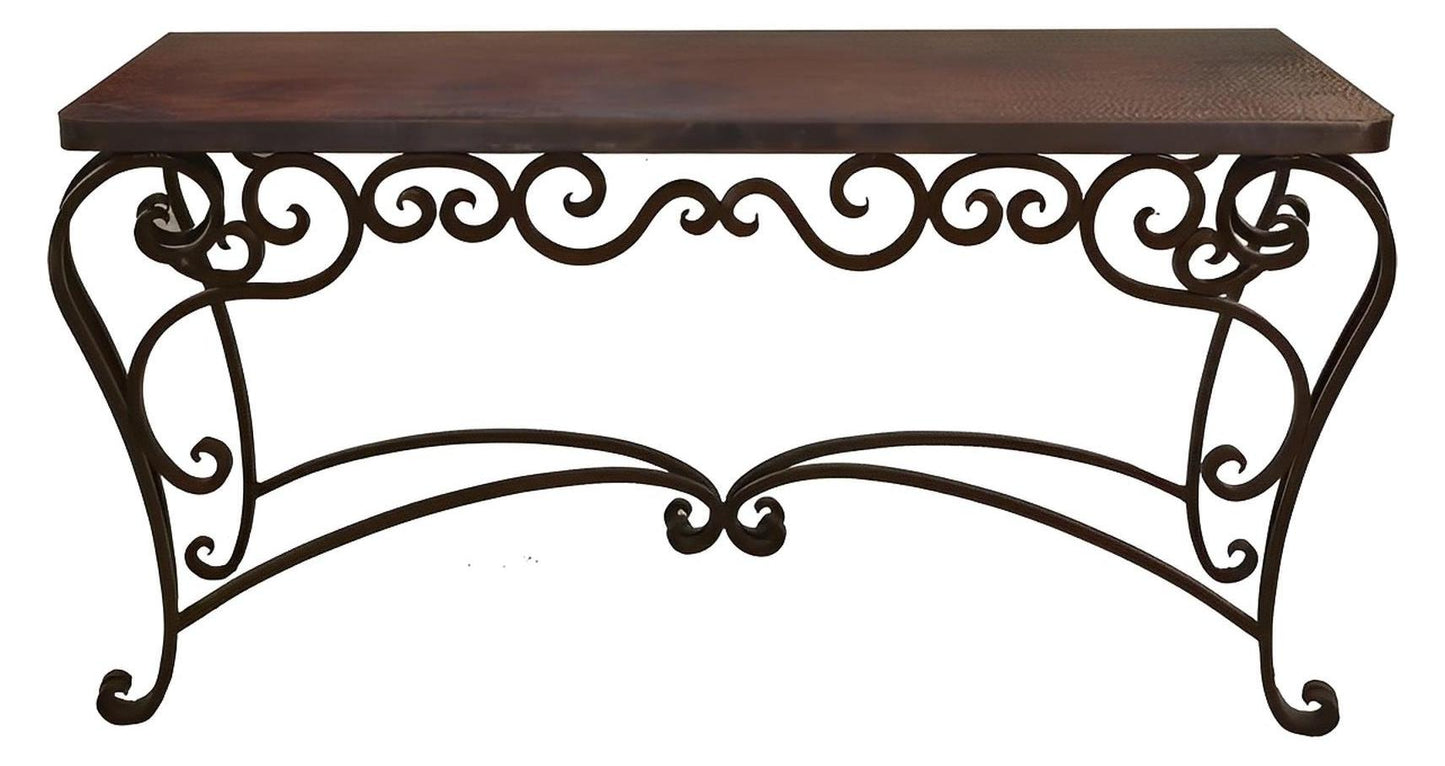 Mccamey Basin 72" Brown Copper Top Console With Iron Base