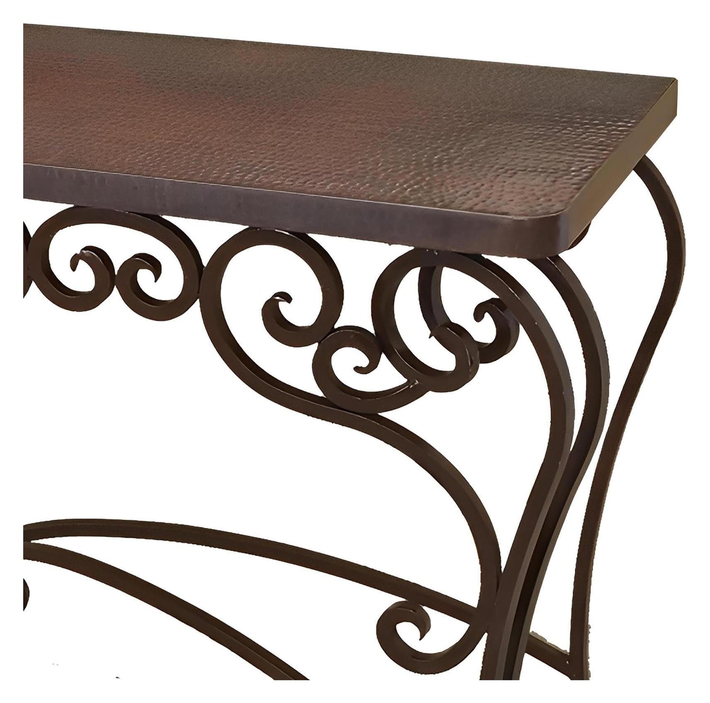Mccamey Basin 72" Brown Copper Top Console With Iron Base
