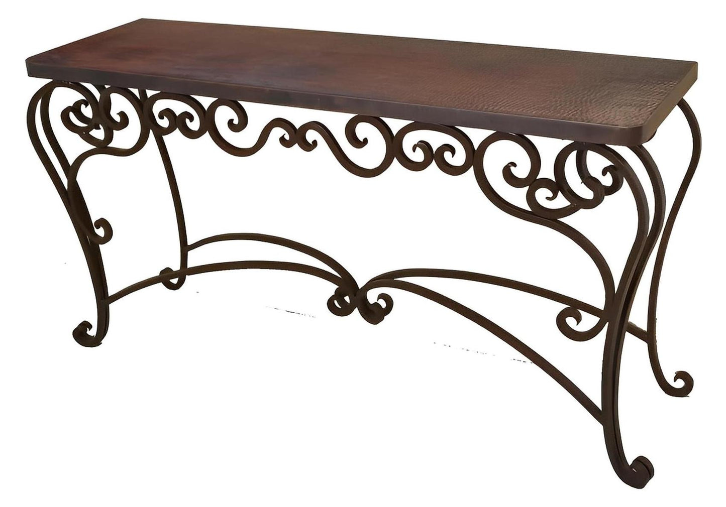 Mccamey Basin 72" Brown Copper Top Console With Iron Base