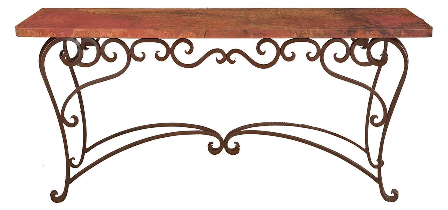 Sonora Basin 72" Natural Copper Top Console With Iron Base