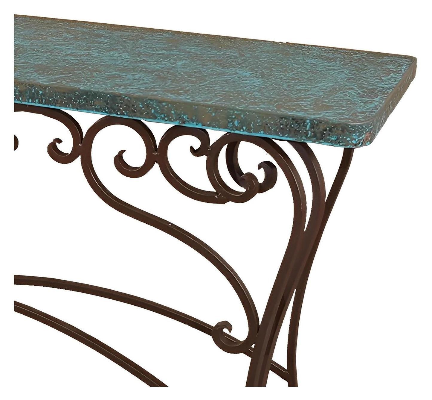 Fort Davis Basin 72" Turquoise Copper Top Console With Iron Base