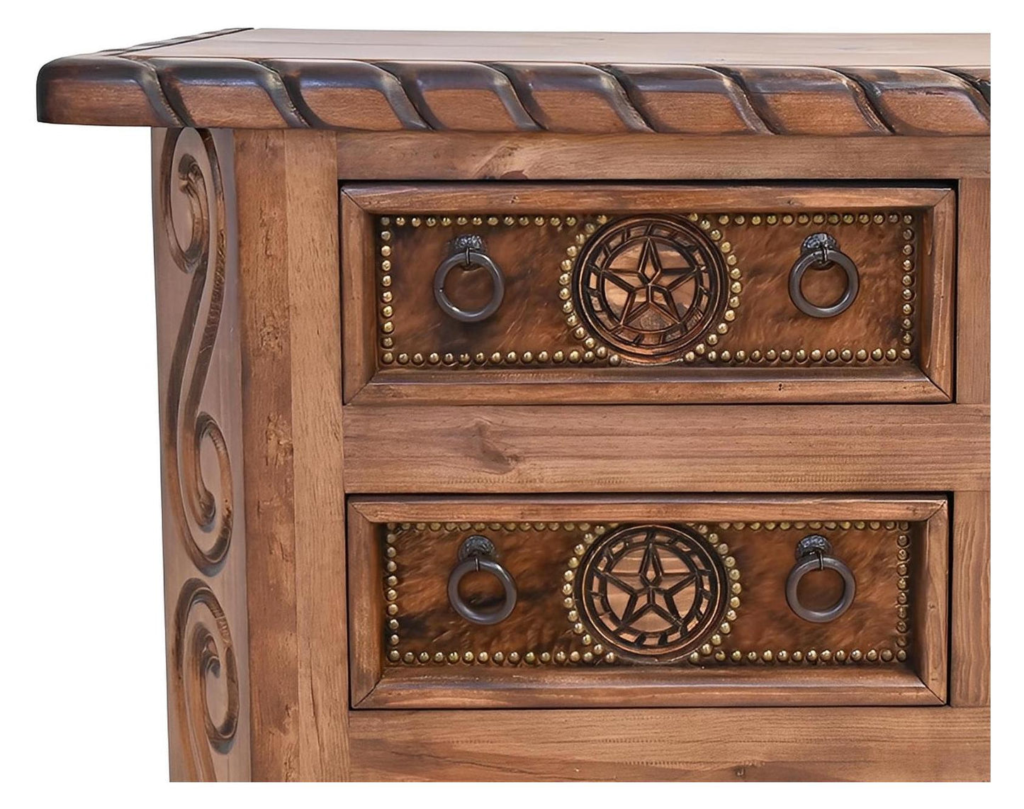 Hill Country Dresser With Rope, Star & Cowhide