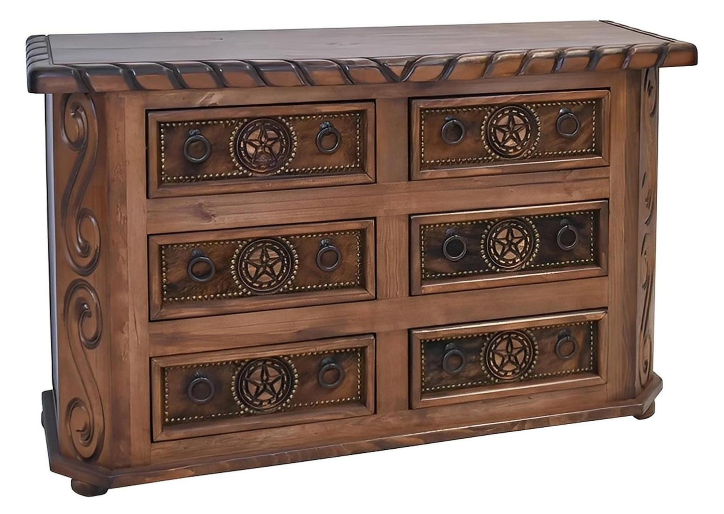 Hill Country Dresser With Rope, Star & Cowhide