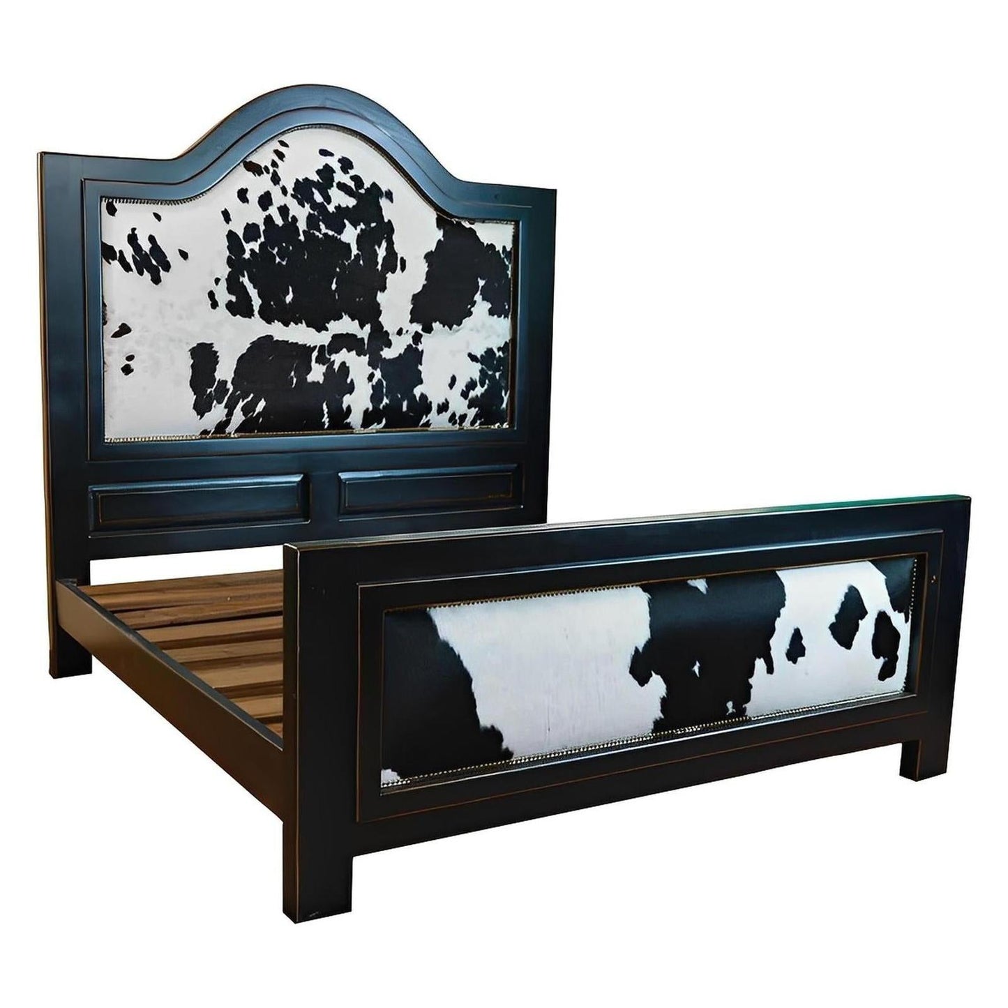 Pioneer Trail Western Bedroom Set with Black and White Cowhide - 4-Piece - Includes Full Service Delivery