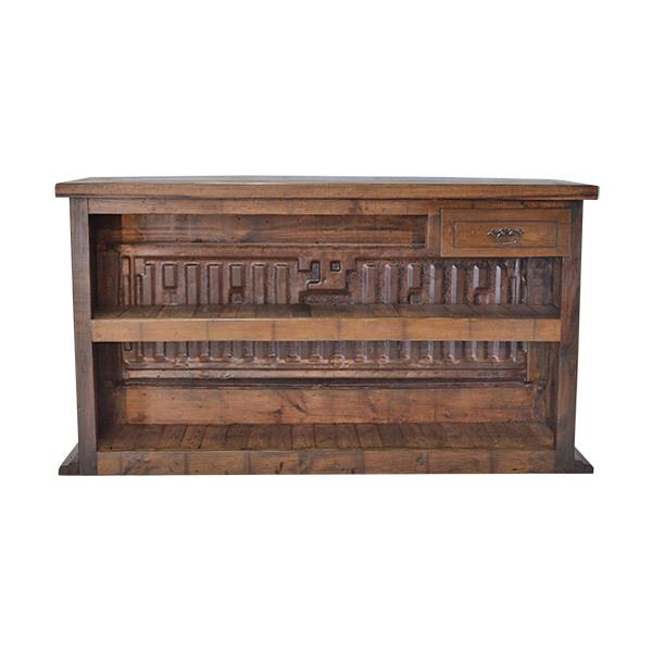 Wooden Bar with Carved Bull Horns and Built-in Datsun Truck Tailgate 76"x24"x42", Rustic, Western