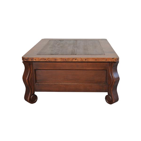 Colonial Elegance Wooden Coffee Table with Copper Trim & Storage | 23 x 37 x 53