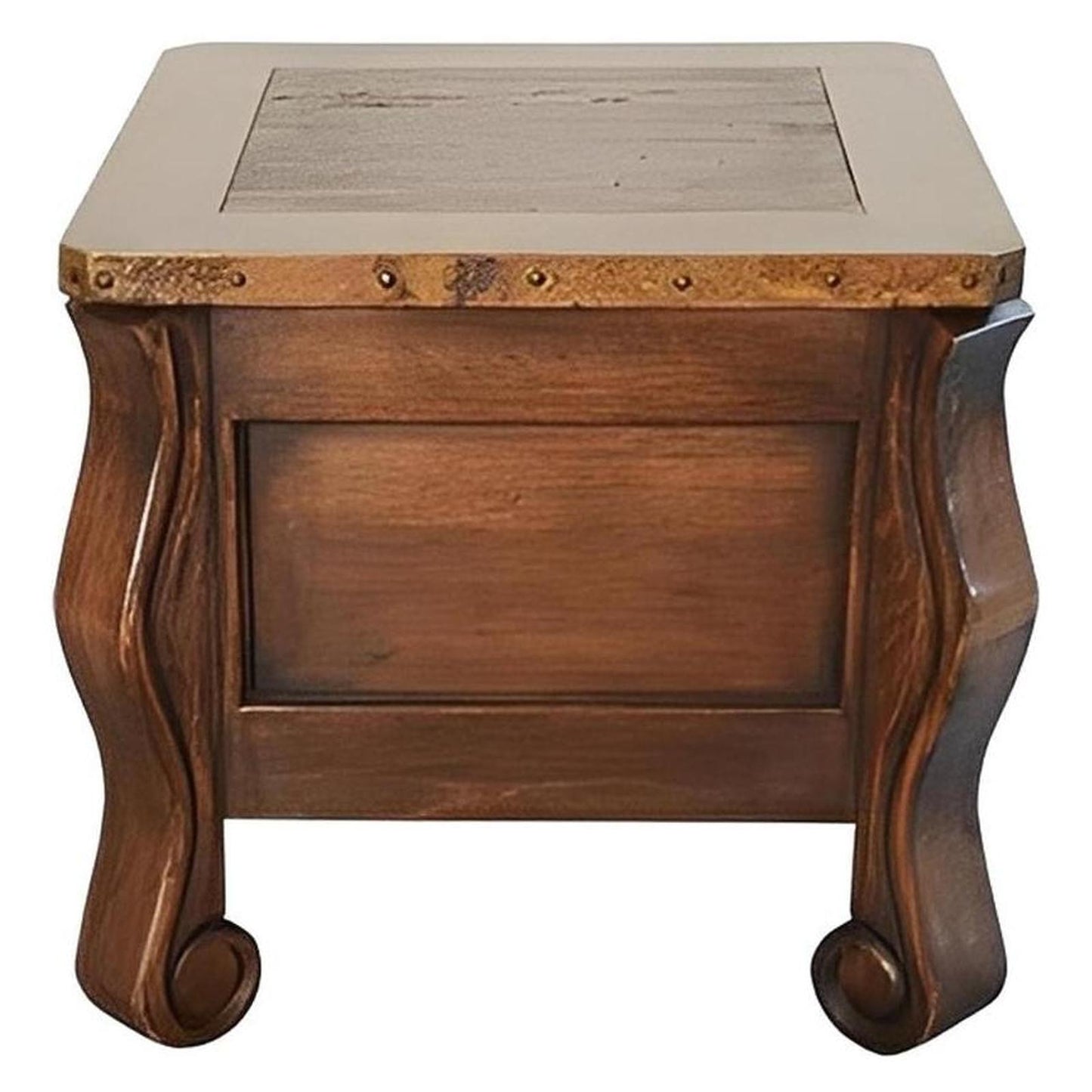 Colonial Elegance Wooden End Tables (2-Pack) with Copper Trim & Storage