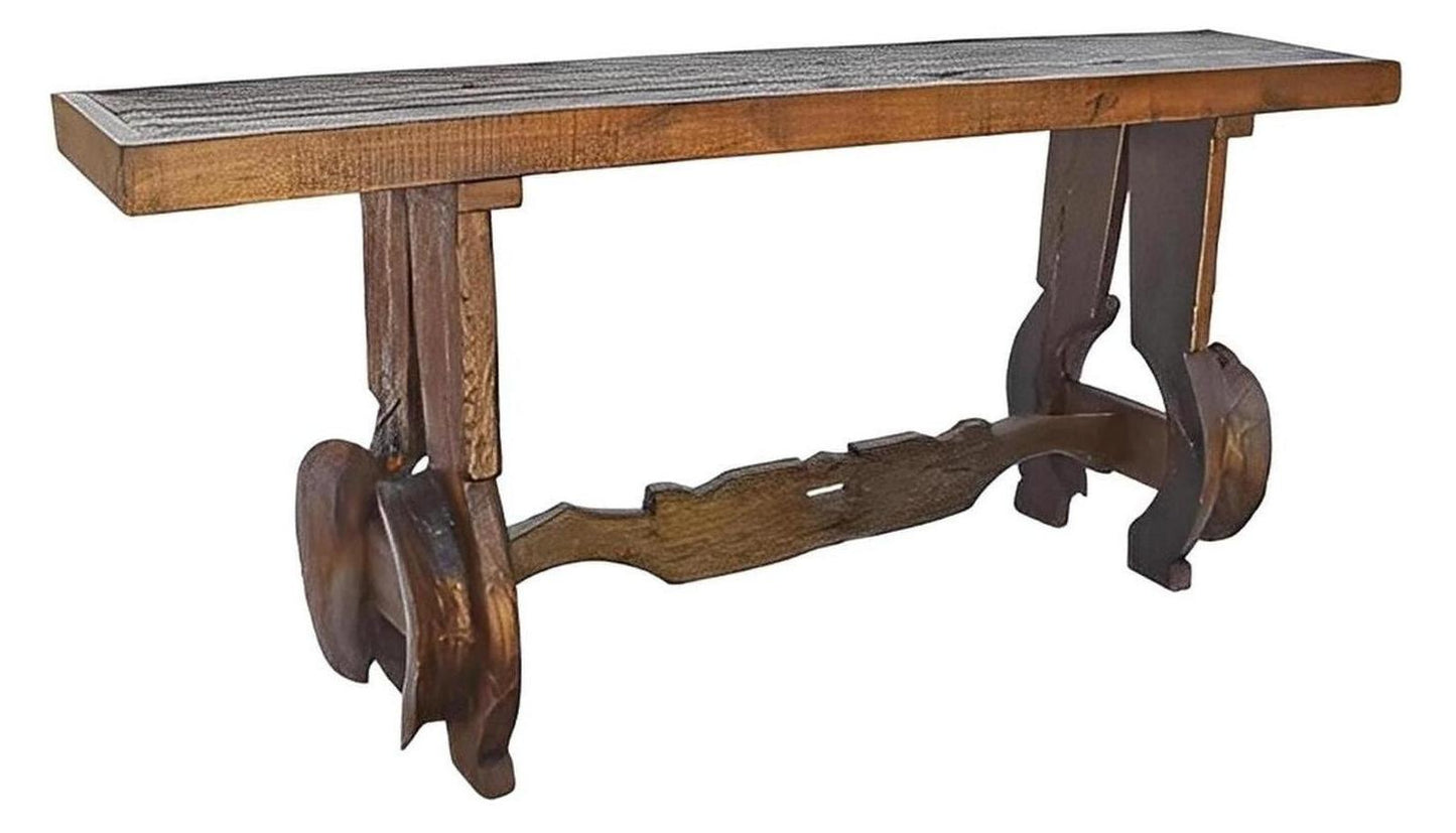 Walnut Ridge Yoke Base And Original Old Door Top Credenza / Console Table